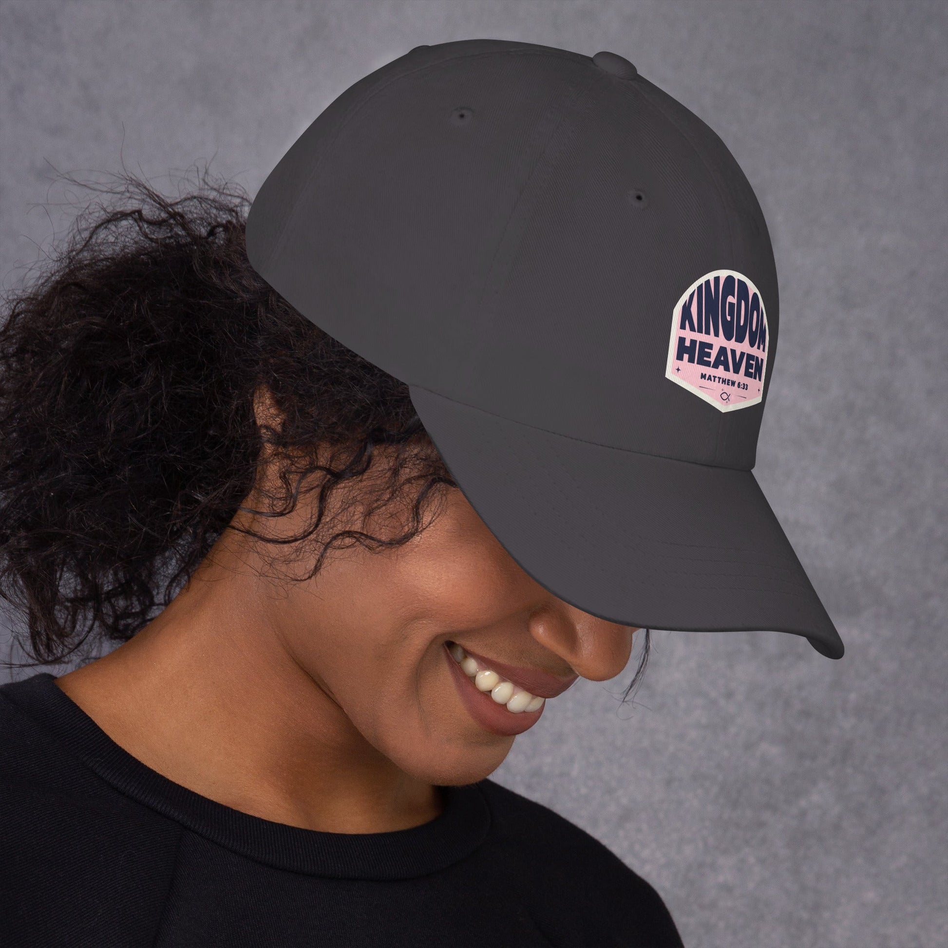 ⭐ Kingdom of Heaven Dad Hat in Pink – Matthew 6:33 | Hats – GodSpeed Threads