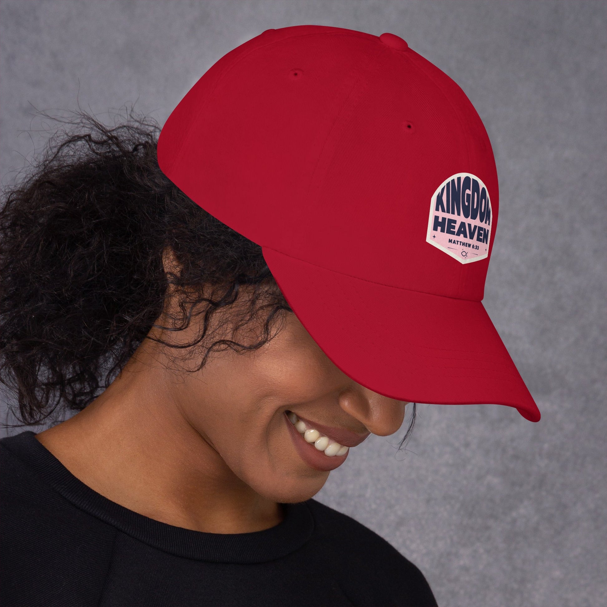 ⭐ Kingdom of Heaven Dad Hat in Pink – Matthew 6:33 | Hats – GodSpeed Threads