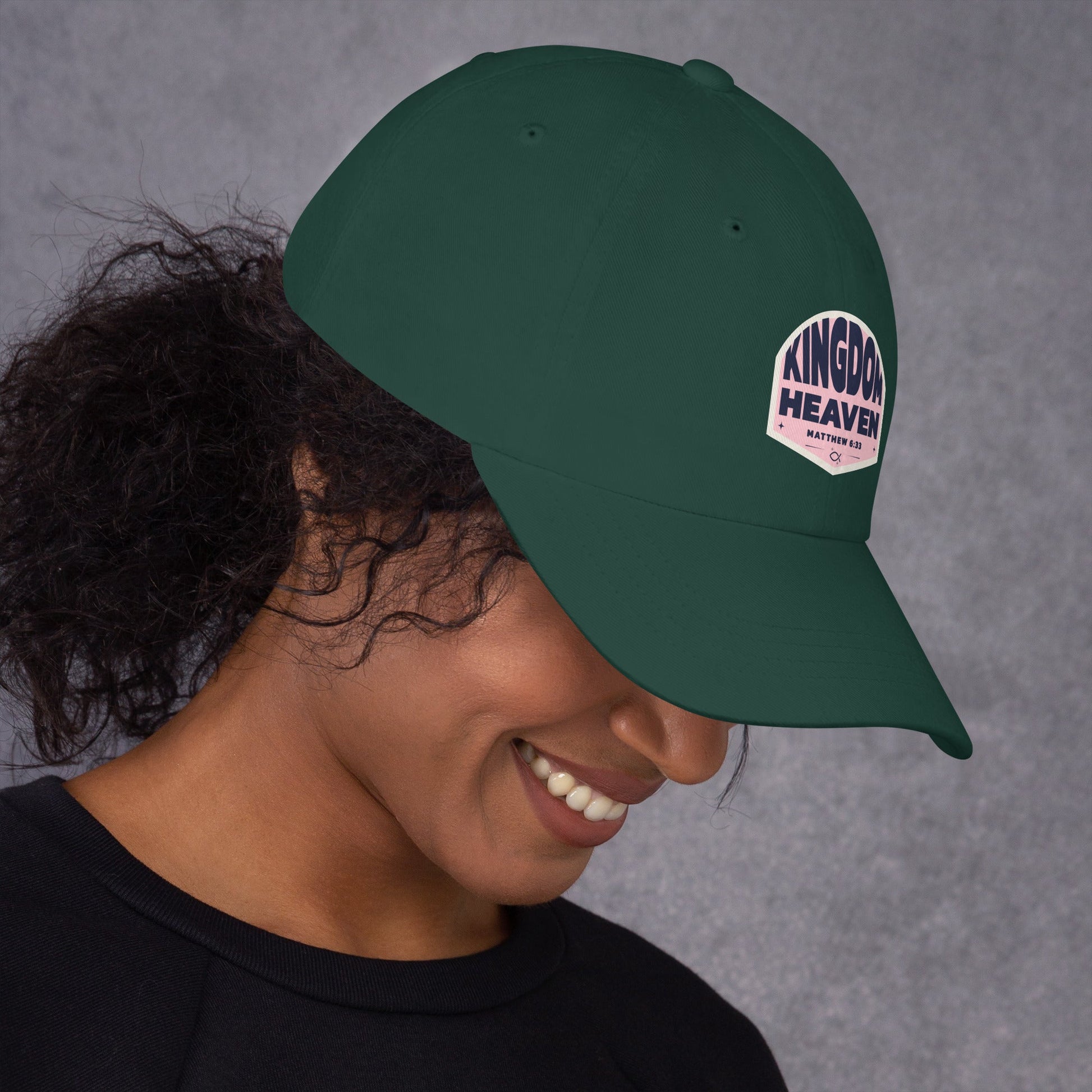 ⭐ Kingdom of Heaven Dad Hat in Pink – Matthew 6:33 | Hats – GodSpeed Threads