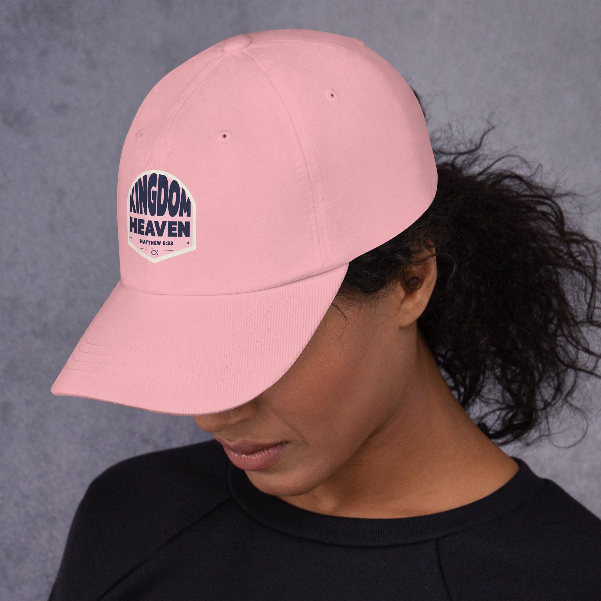 ⭐ Kingdom of Heaven Dad Hat in Pink – Matthew 6:33 | Hats – GodSpeed Threads