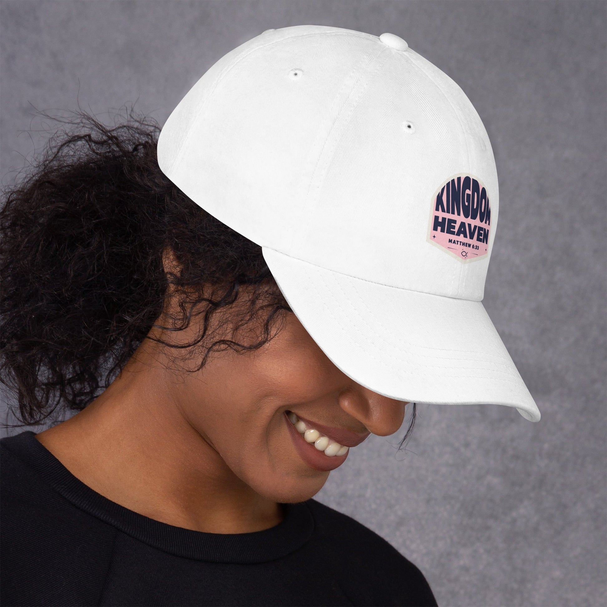 ⭐ Kingdom of Heaven Dad Hat in Pink – Matthew 6:33 | Hats – GodSpeed Threads