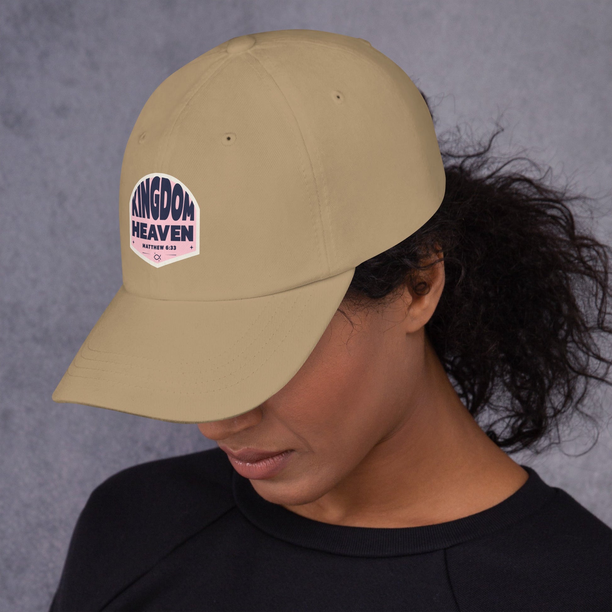 ⭐ Kingdom of Heaven Dad Hat in Pink – Matthew 6:33 | Hats – GodSpeed Threads
