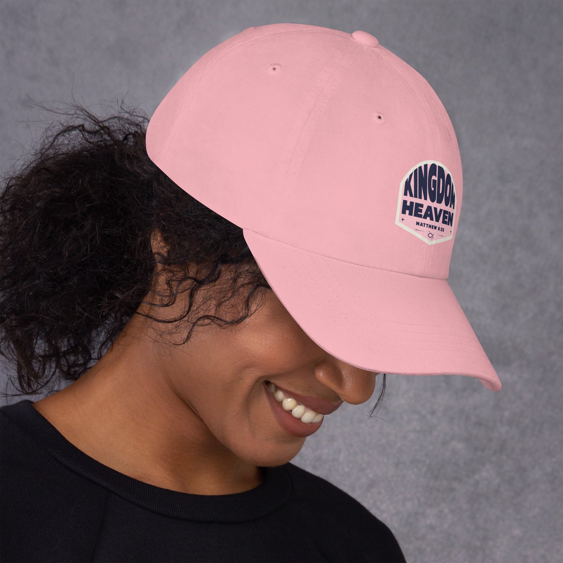 ⭐ Kingdom of Heaven Dad Hat in Pink – Matthew 6:33 | Hats – GodSpeed Threads