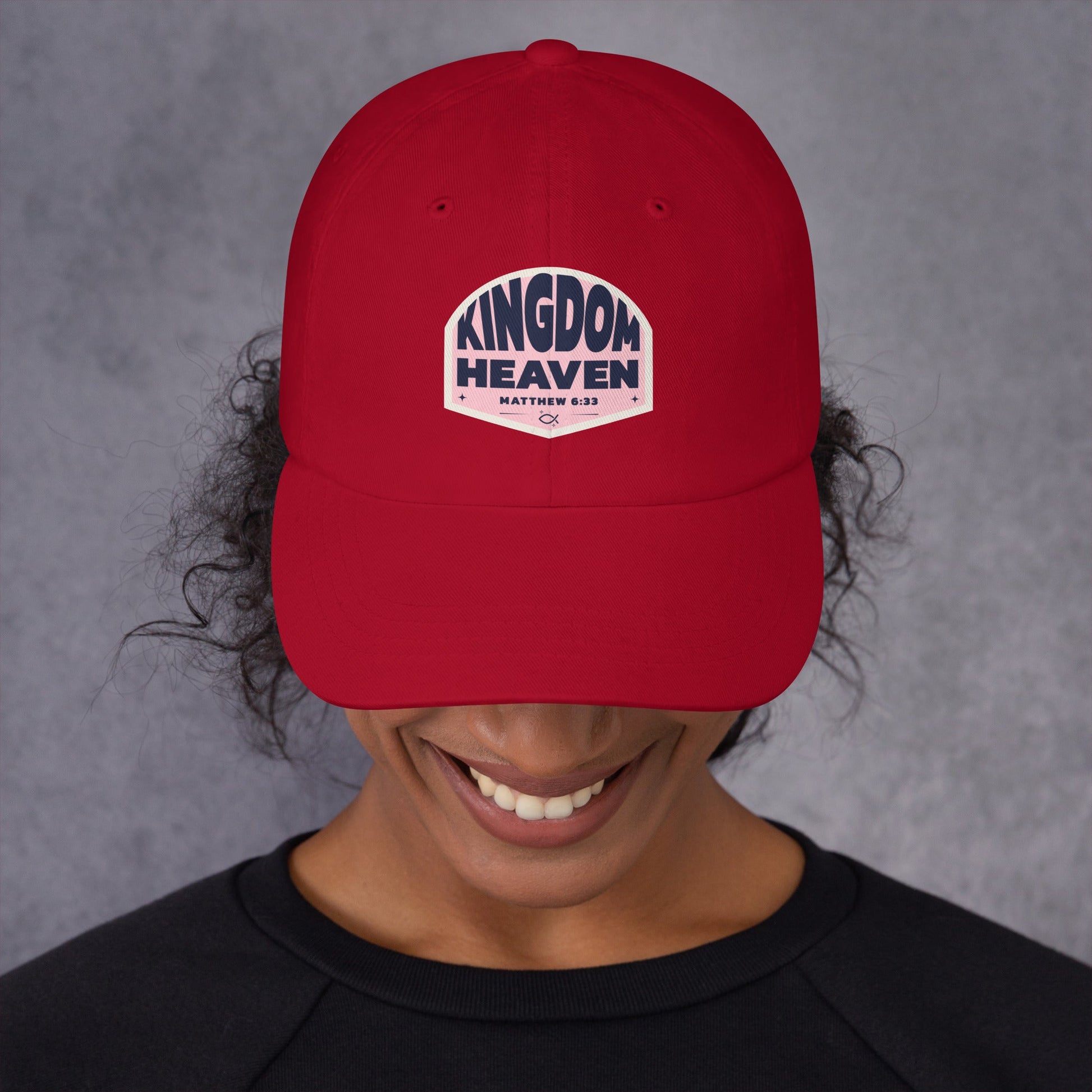 ⭐ Kingdom of Heaven Dad Hat in Pink – Matthew 6:33 | Hats – GodSpeed Threads