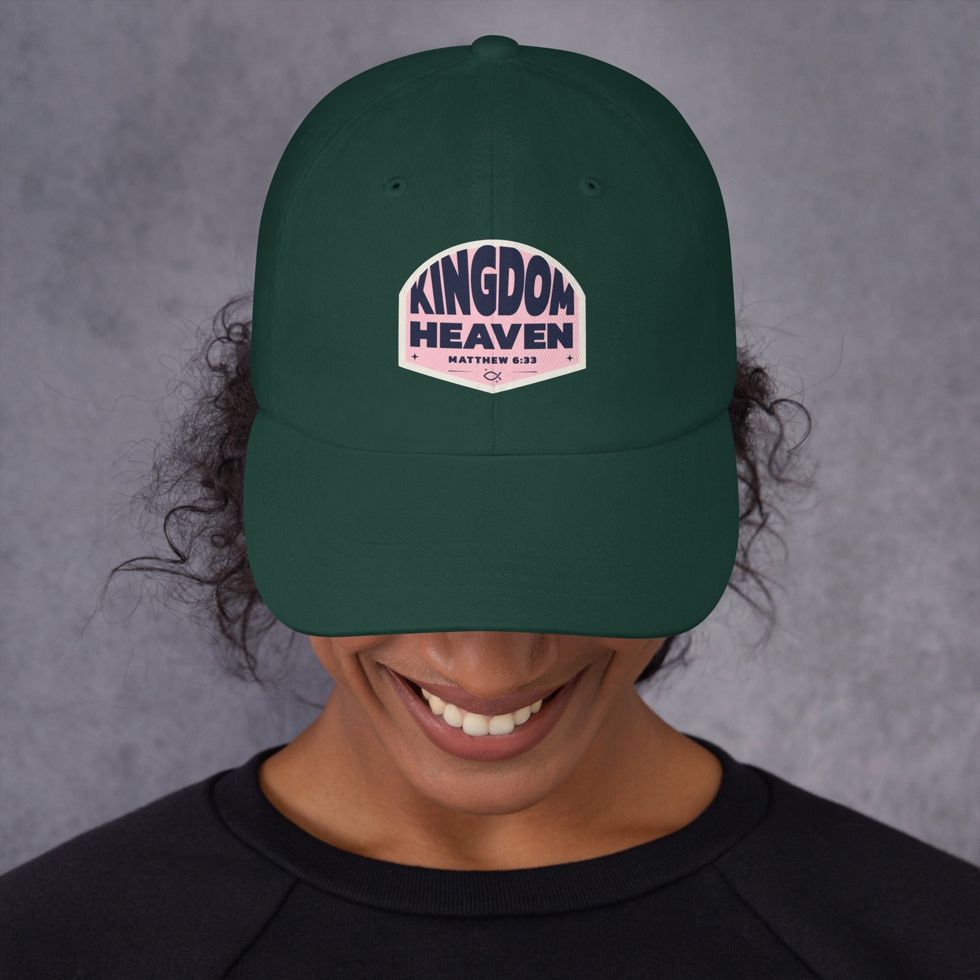 ⭐ Kingdom of Heaven Dad Hat in Pink – Matthew 6:33 | Hats – GodSpeed Threads