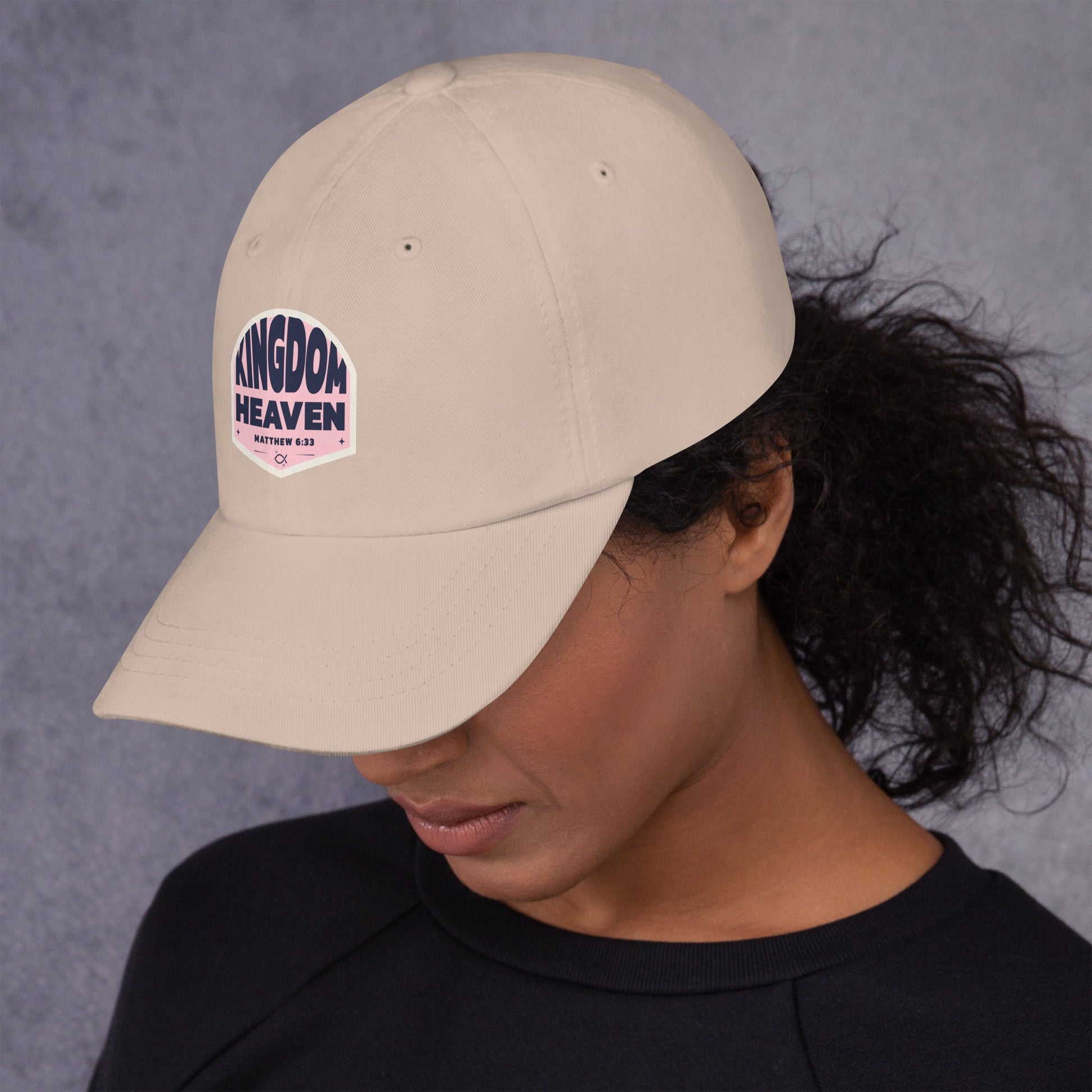 ⭐ Kingdom of Heaven Dad Hat in Pink – Matthew 6:33 | Hats – GodSpeed Threads