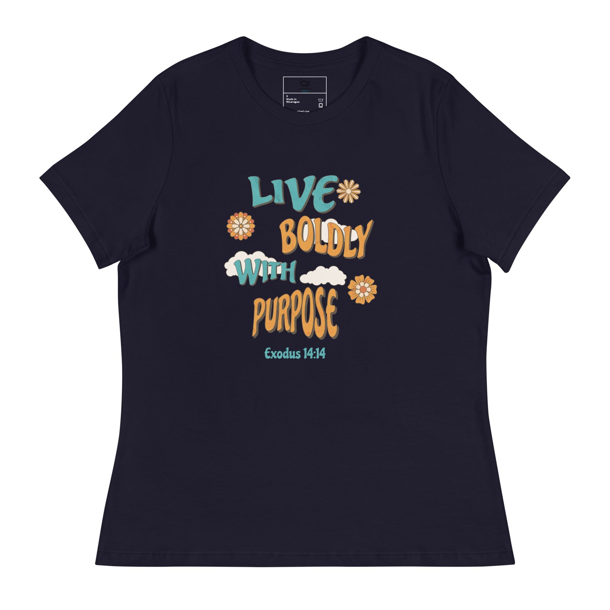 Live Boldly with Purpose T-Shirt – Exodus 14:14 Retro Cloud Christian Tee | t-shirts – GodSpeed Threads