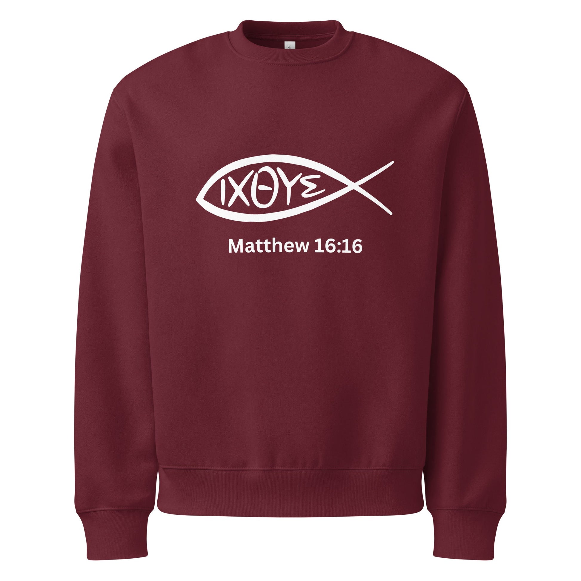 Matthew 16:16 IXOYE Sweatshirt – Jesus Christ, Son of God Savior | Oversized heavyweight sweatshirt | – GodSpeed Threads