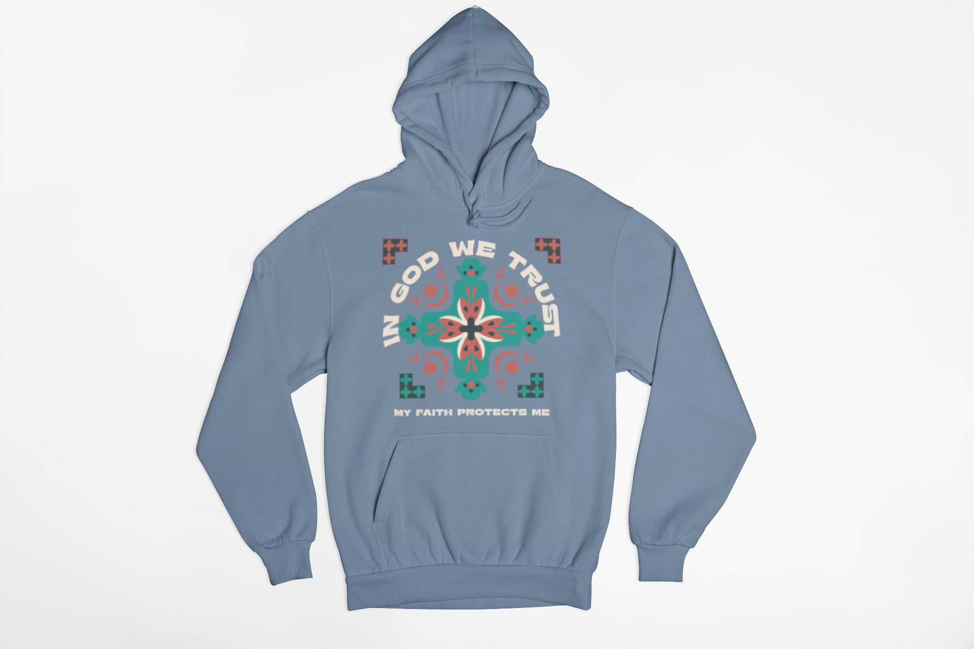 "In God We Trust hoodie with geometric faith-based design."
"Christian hoodie with an inspiring message about trust in God."
"Cozy faith-based hoodie featuring ‘My Faith Protects Me’ quote."
"Stylish Christian streetwear hoodie with bold spiritual design."
"Inspirational Christian hoodie for everyday faith and fashion."