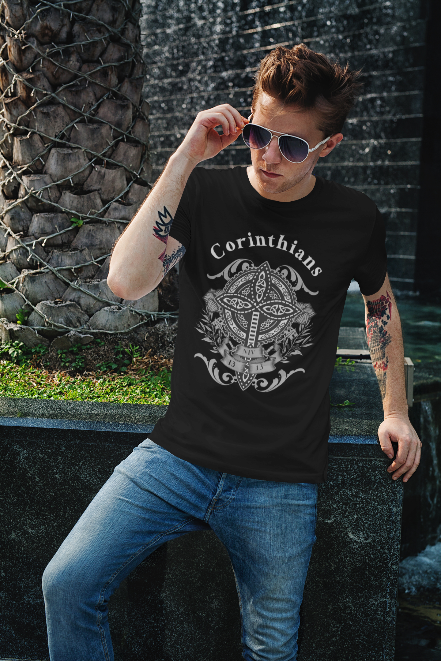 Christian Faith Corinthians 13:13 T-Shirt - Inspirational Celtic Cross Design