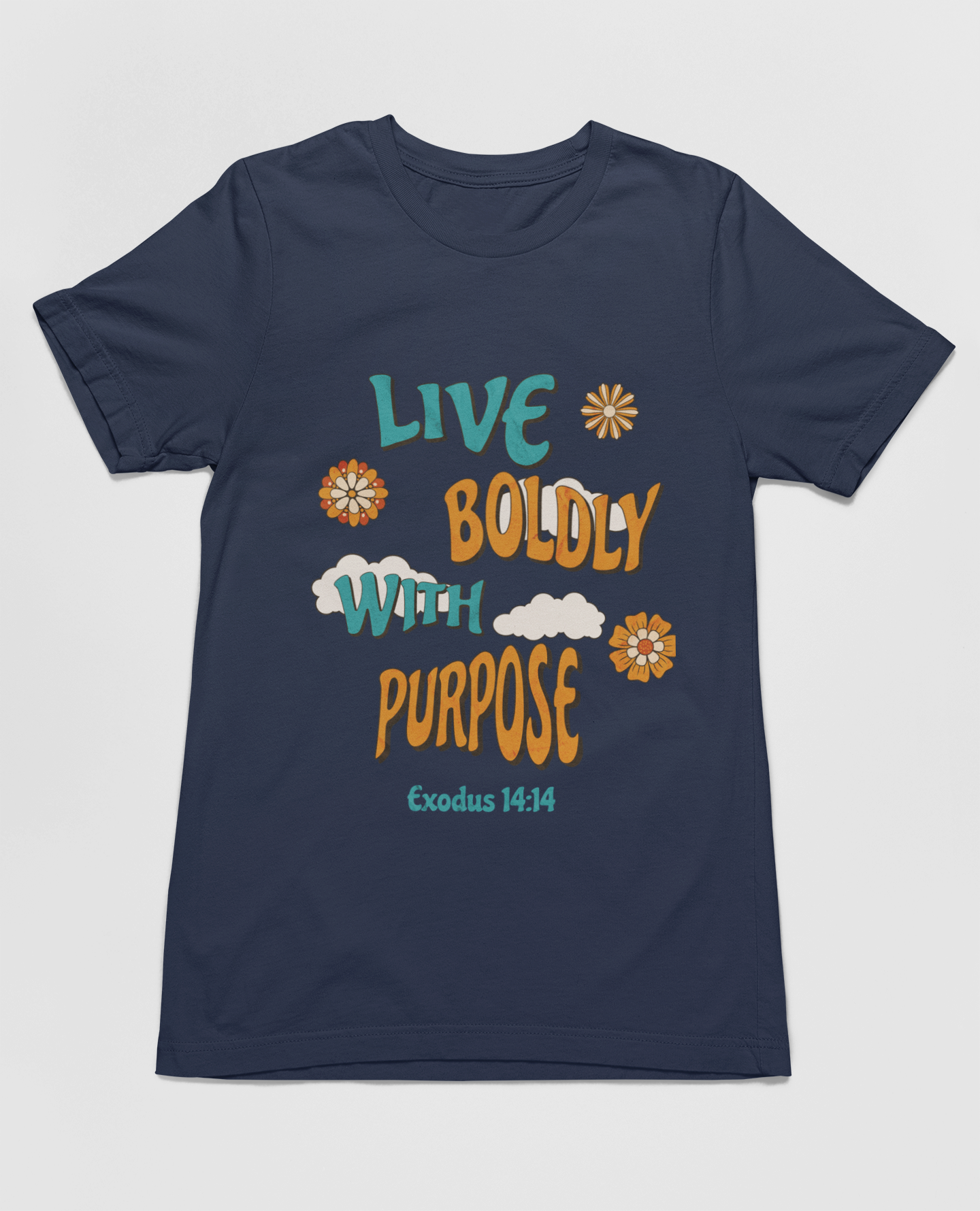 Christian Inspirational "Live Boldly With Purpose" T-Shirt - Exodus 14:14