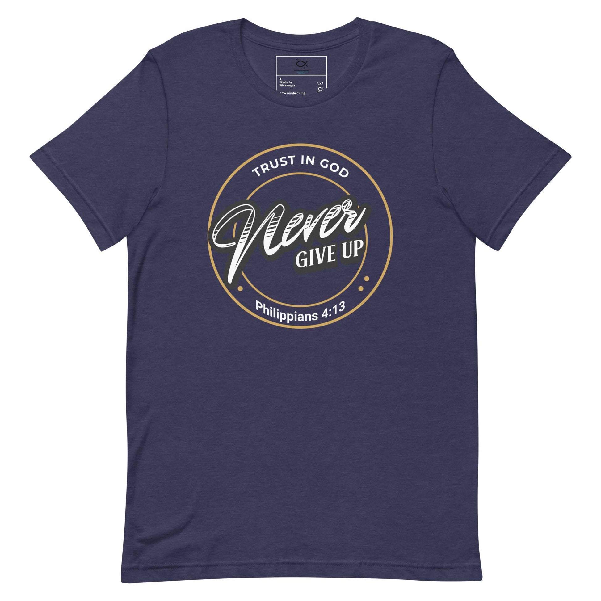 Never Give Up T-Shirt – Philippians 4:13 Trust in God | T-Shirt – GodSpeed Threads