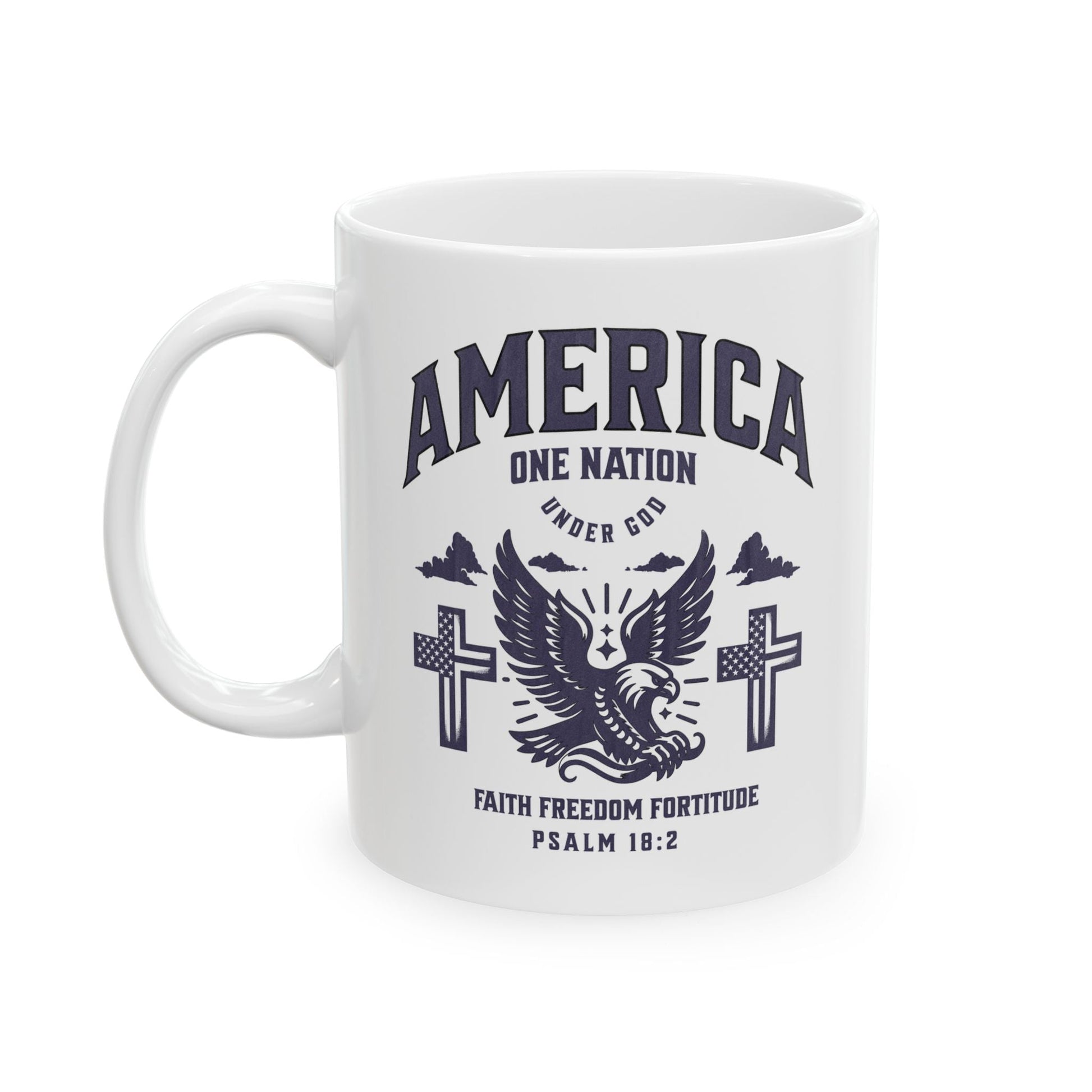 Patriotic Ceramic Mug - America First, Coffee Cup, Gift for Veterans, 4th of July, Memorial Day, Home & Office Decor | Mug – GodSpeed Threads