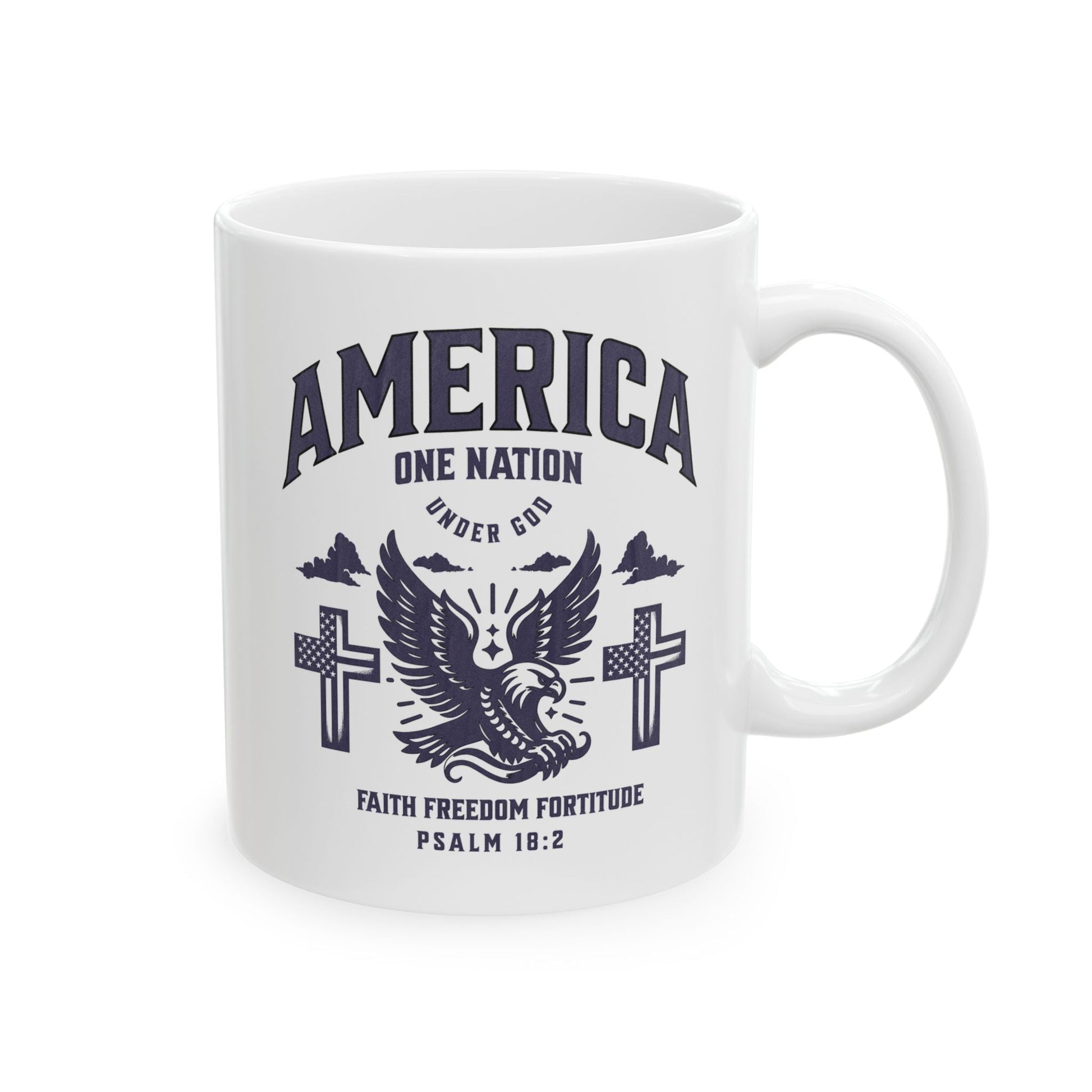 Patriotic Ceramic Mug - America First, Coffee Cup, Gift for Veterans, 4th of July, Memorial Day, Home & Office Decor | Mug – GodSpeed Threads