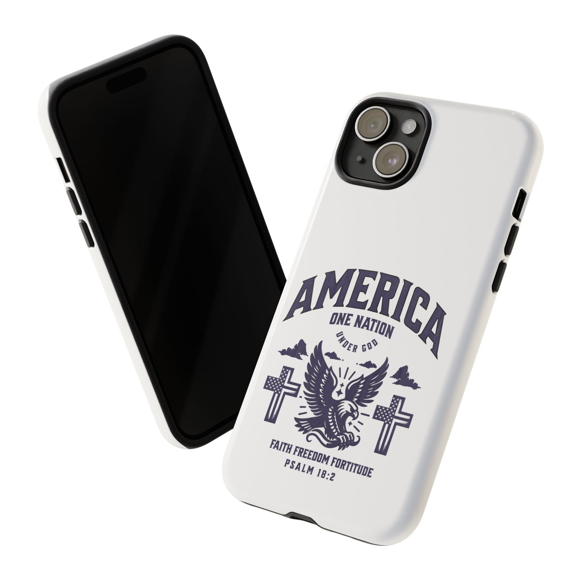 Patriotic Phone Case with Eagle Design, American Flag Cover, Independence Day Gift, Faith Freedom Fortitude, Psalm 18:2 | Phone Case – GodSpeed Threads