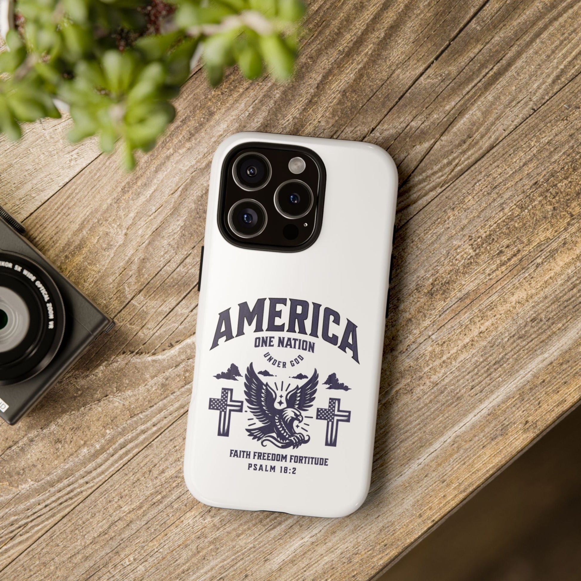 Patriotic Phone Case with Eagle Design, American Flag Cover, Independence Day Gift, Faith Freedom Fortitude, Psalm 18:2 | Phone Case – GodSpeed Threads