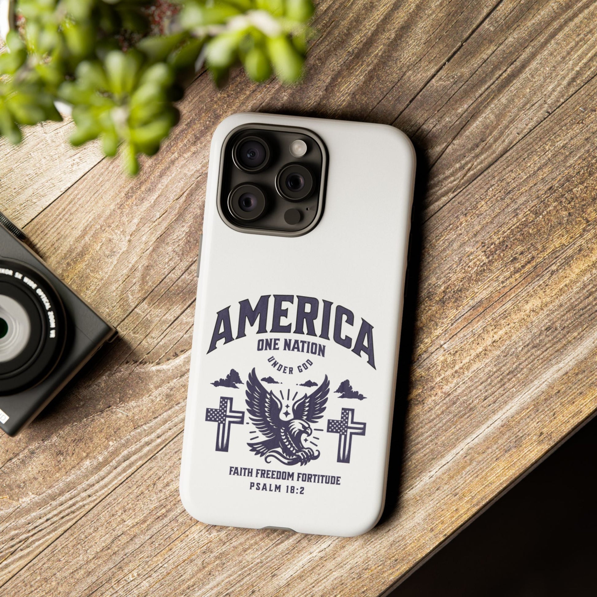 Patriotic Phone Case with Eagle Design, American Flag Cover, Independence Day Gift, Faith Freedom Fortitude, Psalm 18:2 | Phone Case – GodSpeed Threads