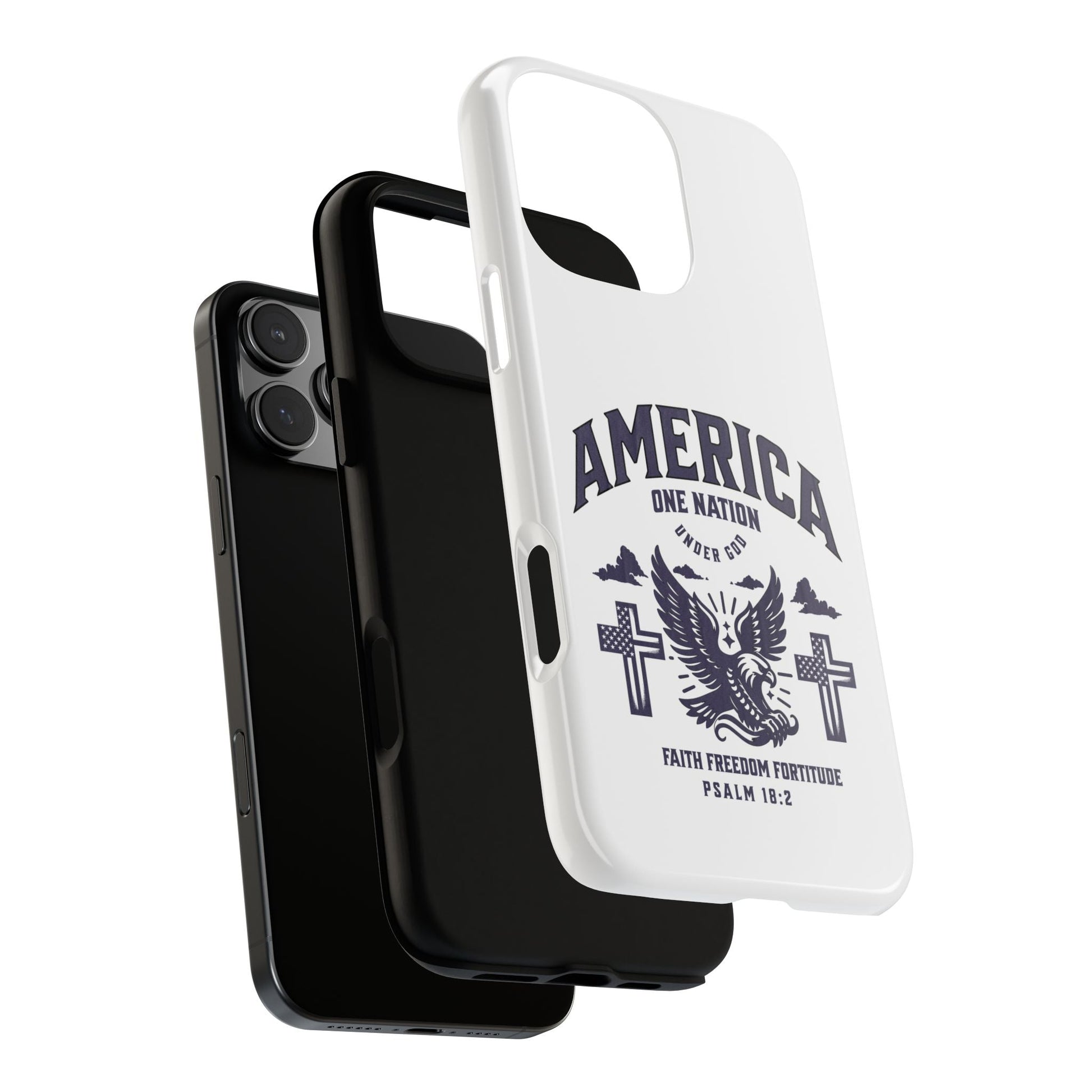 Patriotic Phone Case with Eagle Design, American Flag Cover, Independence Day Gift, Faith Freedom Fortitude, Psalm 18:2 | Phone Case – GodSpeed Threads