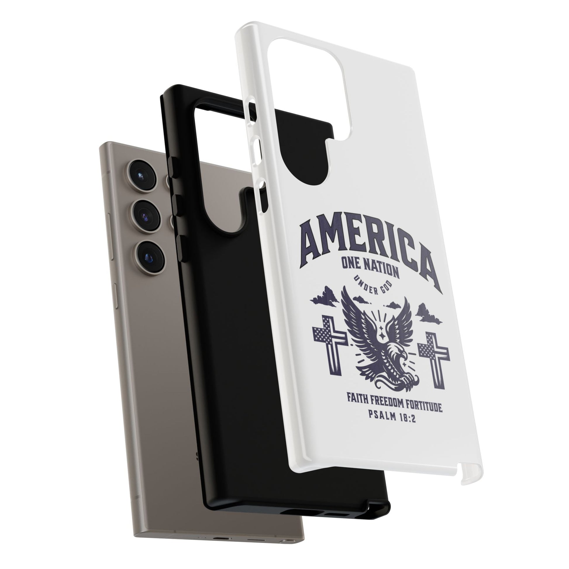 Patriotic Phone Case with Eagle Design, American Flag Cover, Independence Day Gift, Faith Freedom Fortitude, Psalm 18:2 | Phone Case – GodSpeed Threads