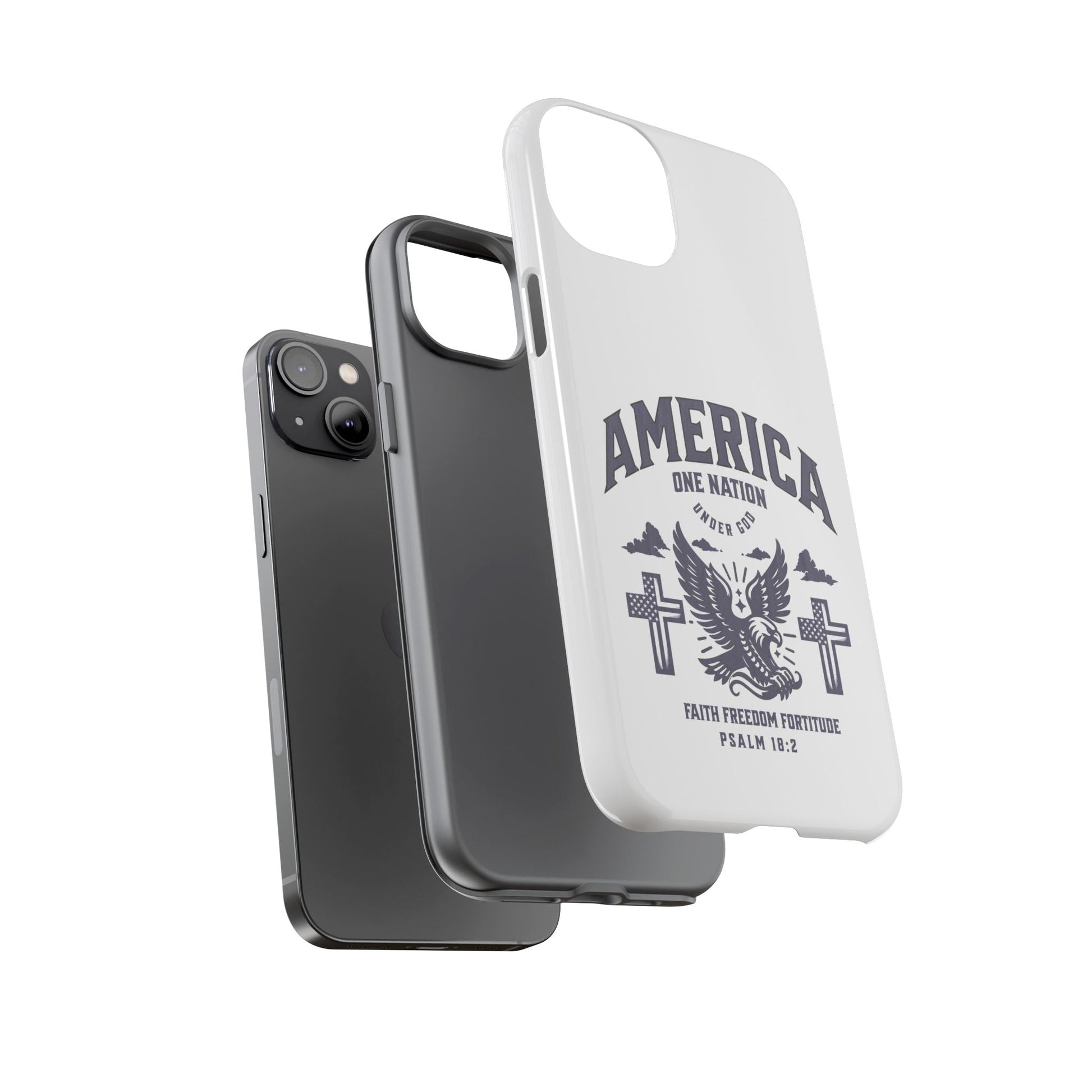 Patriotic Phone Case with Eagle Design, American Flag Cover, Independence Day Gift, Faith Freedom Fortitude, Psalm 18:2 | Phone Case – GodSpeed Threads