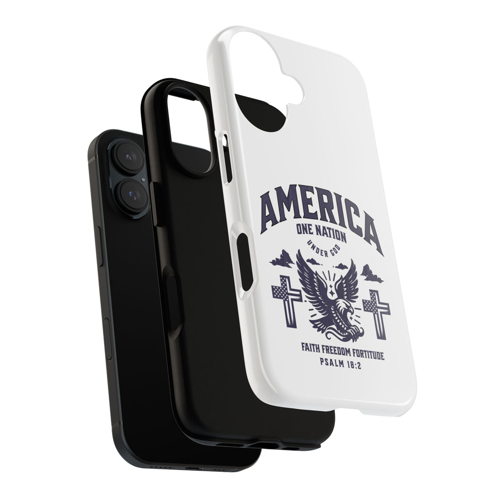 Patriotic Phone Case with Eagle Design, American Flag Cover, Independence Day Gift, Faith Freedom Fortitude, Psalm 18:2 | Phone Case – GodSpeed Threads
