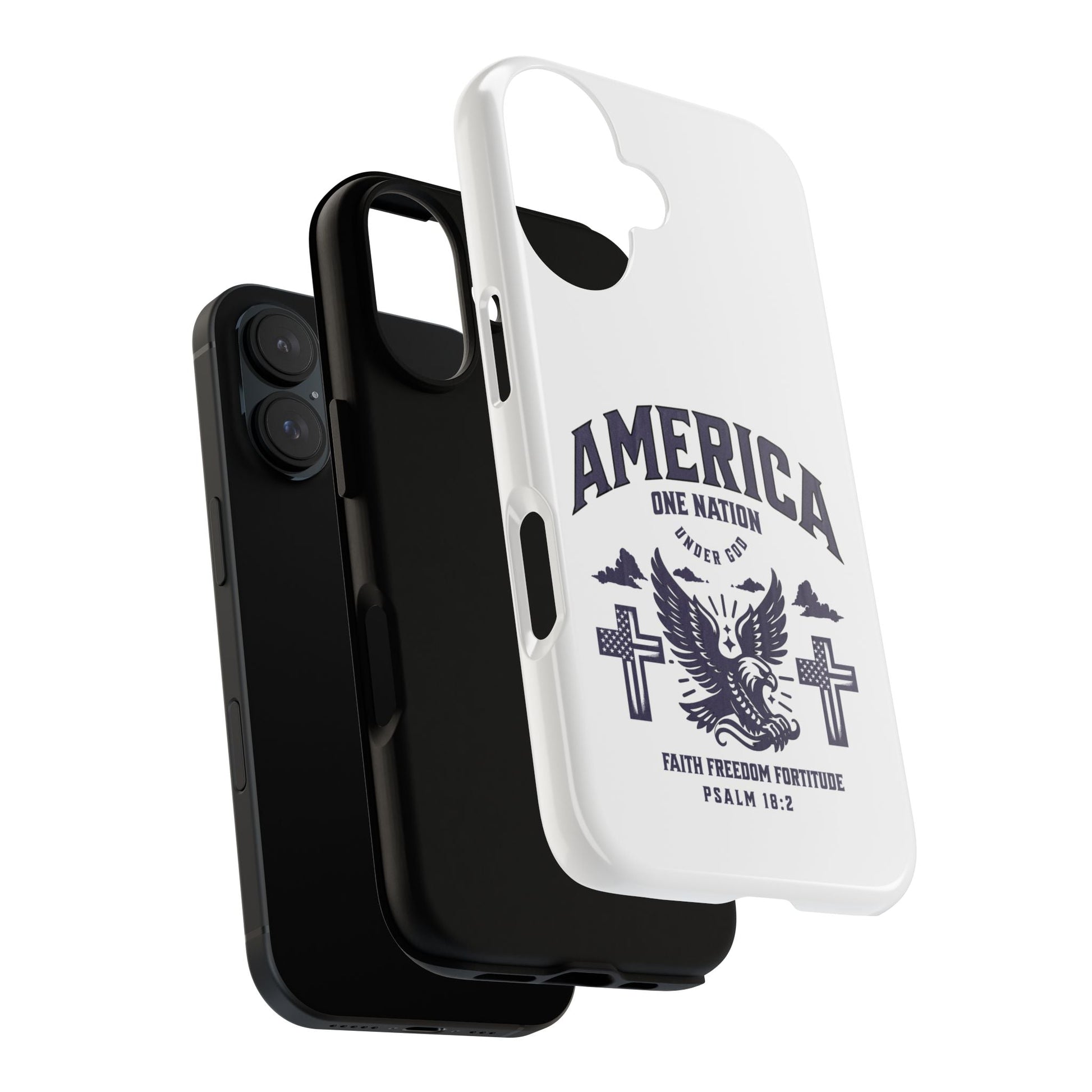 Patriotic Phone Case with Eagle Design, American Flag Cover, Independence Day Gift, Faith Freedom Fortitude, Psalm 18:2 | Phone Case – GodSpeed Threads