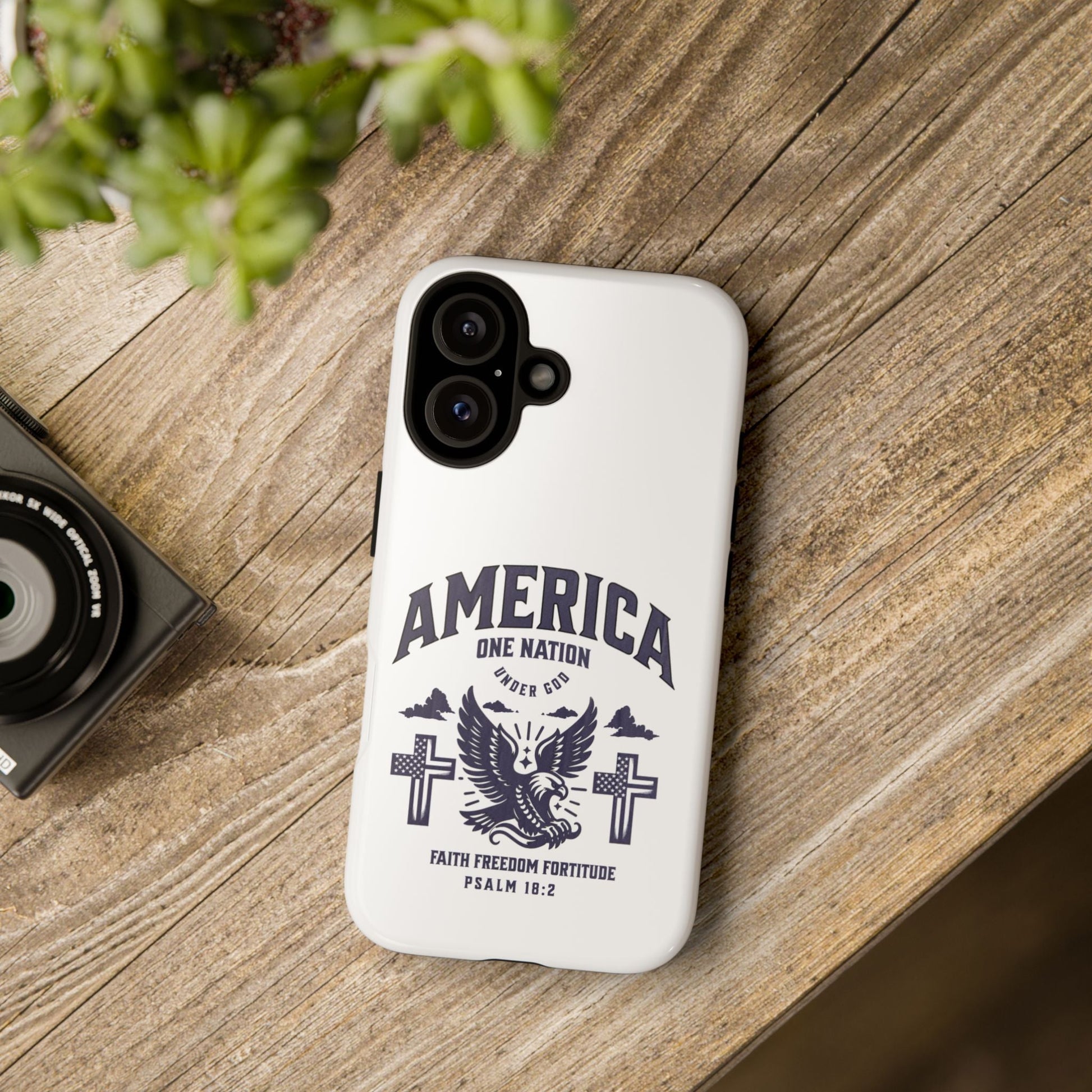 Patriotic Phone Case with Eagle Design, American Flag Cover, Independence Day Gift, Faith Freedom Fortitude, Psalm 18:2 | Phone Case – GodSpeed Threads