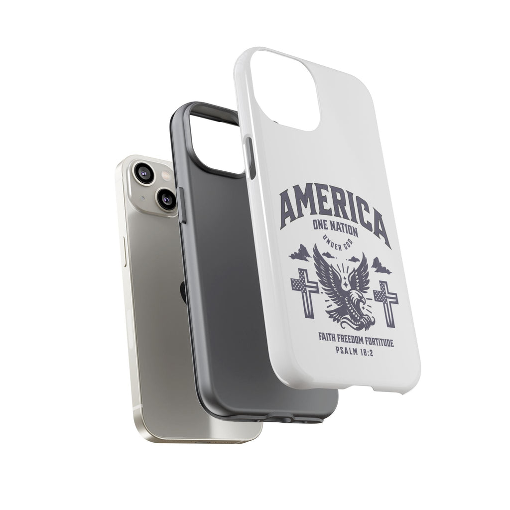 Patriotic Phone Case with Eagle Design, American Flag Cover, Independence Day Gift, Faith Freedom Fortitude, Psalm 18:2 | Phone Case – GodSpeed Threads