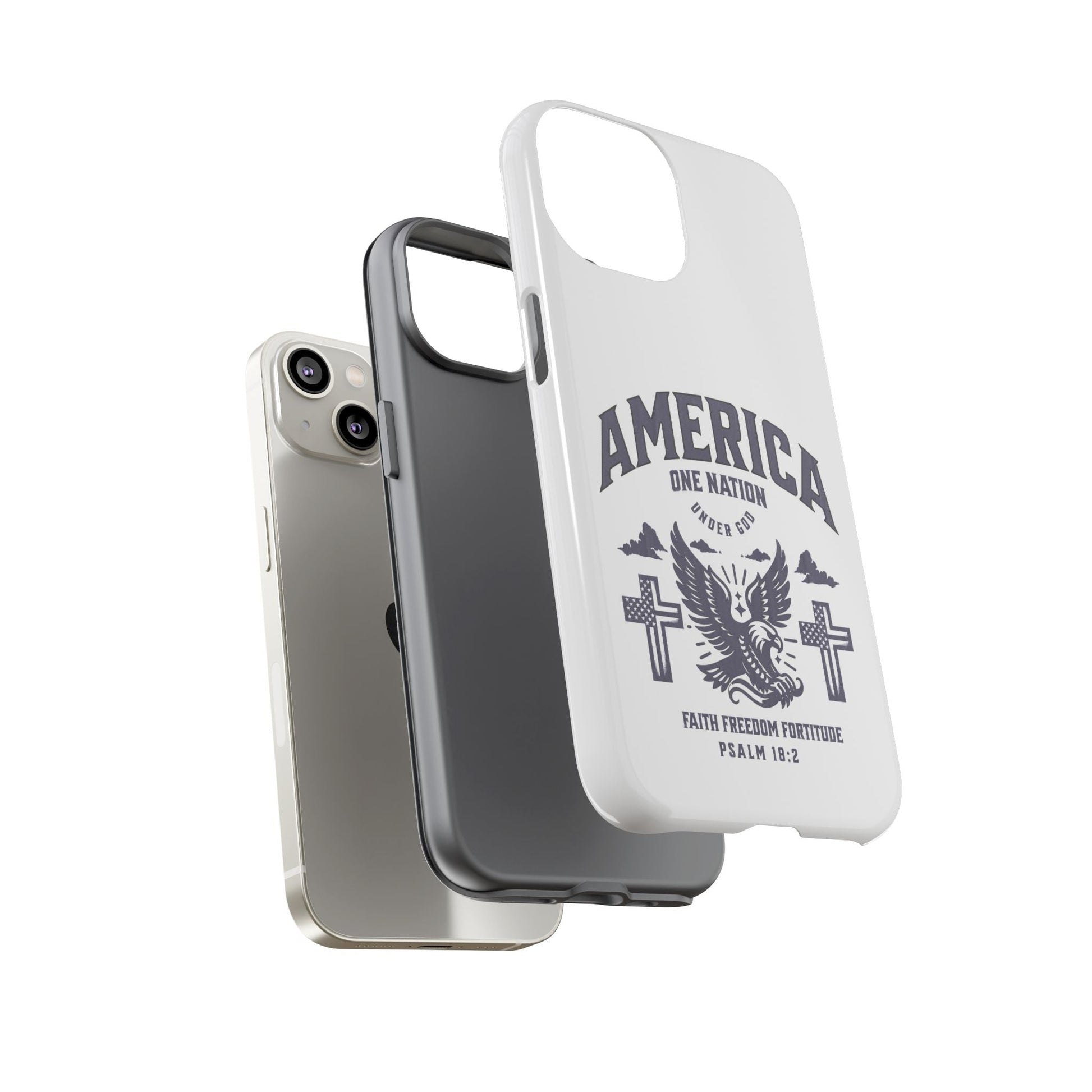 Patriotic Phone Case with Eagle Design, American Flag Cover, Independence Day Gift, Faith Freedom Fortitude, Psalm 18:2 | Phone Case – GodSpeed Threads