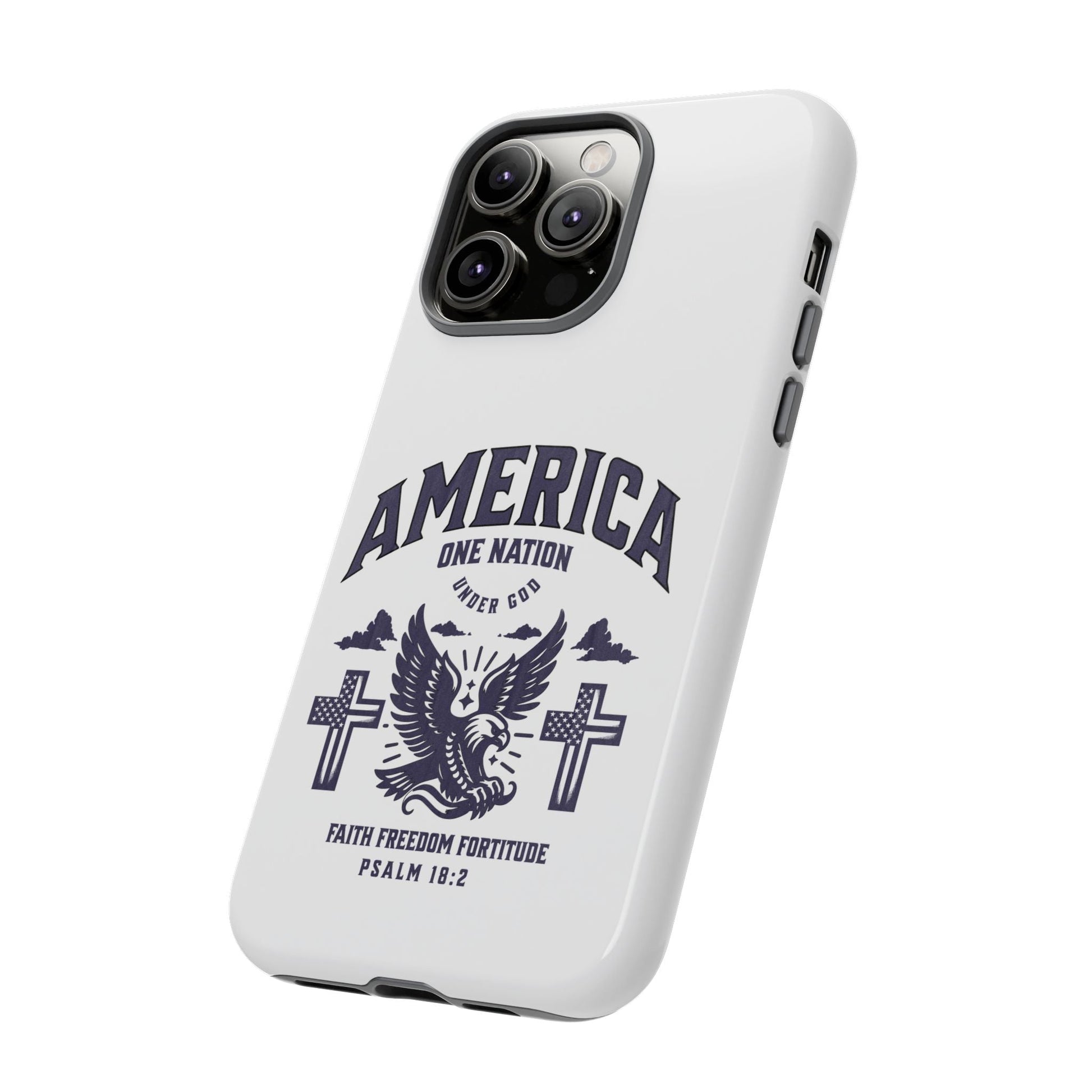 Patriotic Phone Case with Eagle Design, American Flag Cover, Independence Day Gift, Faith Freedom Fortitude, Psalm 18:2 | Phone Case – GodSpeed Threads