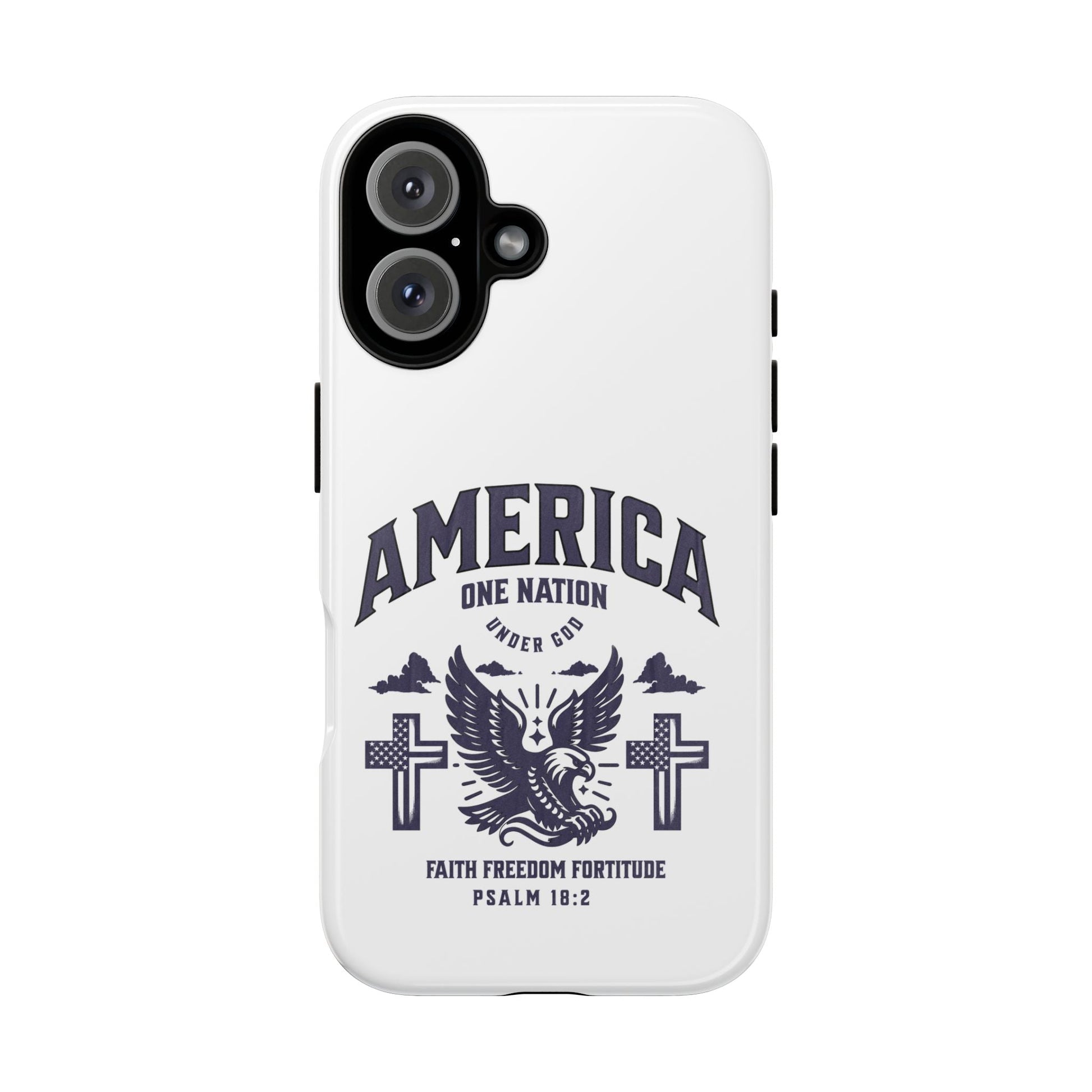 Patriotic Phone Case with Eagle Design, American Flag Cover, Independence Day Gift, Faith Freedom Fortitude, Psalm 18:2 | Phone Case – GodSpeed Threads