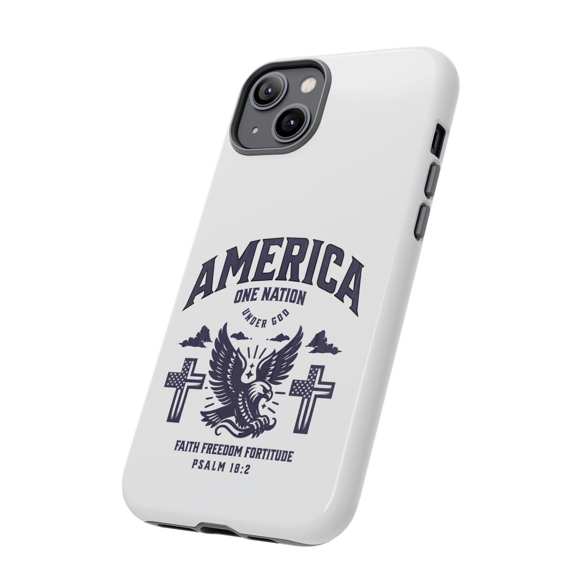 Patriotic Phone Case with Eagle Design, American Flag Cover, Independence Day Gift, Faith Freedom Fortitude, Psalm 18:2 | Phone Case – GodSpeed Threads