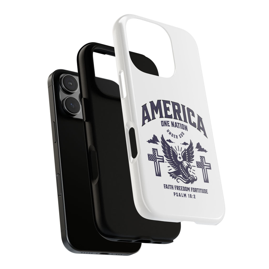 Patriotic Phone Case with Eagle Design, American Flag Cover, Independence Day Gift, Faith Freedom Fortitude, Psalm 18:2 | Phone Case – GodSpeed Threads