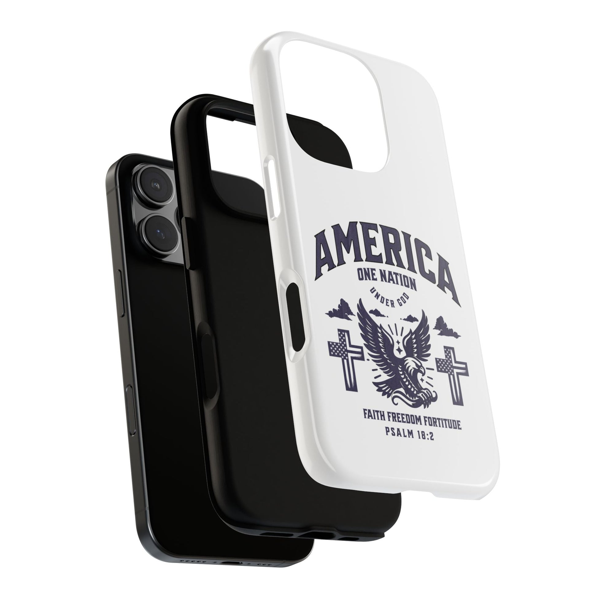Patriotic Phone Case with Eagle Design, American Flag Cover, Independence Day Gift, Faith Freedom Fortitude, Psalm 18:2 | Phone Case – GodSpeed Threads