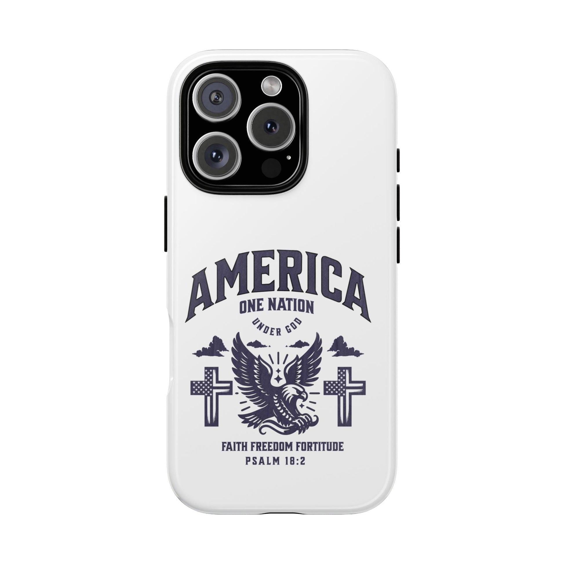 Patriotic Phone Case with Eagle Design, American Flag Cover, Independence Day Gift, Faith Freedom Fortitude, Psalm 18:2 | Phone Case – GodSpeed Threads