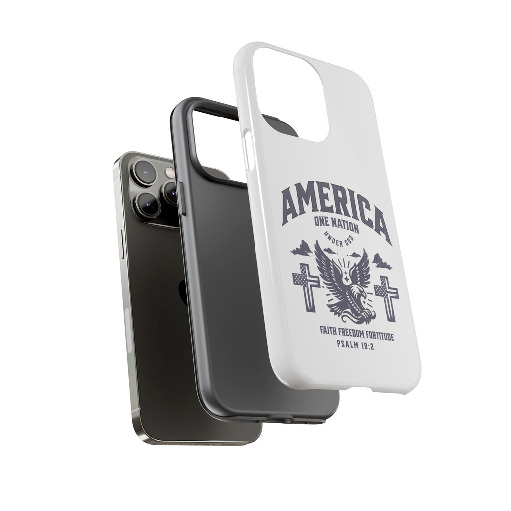 Patriotic Phone Case with Eagle Design, American Flag Cover, Independence Day Gift, Faith Freedom Fortitude, Psalm 18:2 | Phone Case – GodSpeed Threads