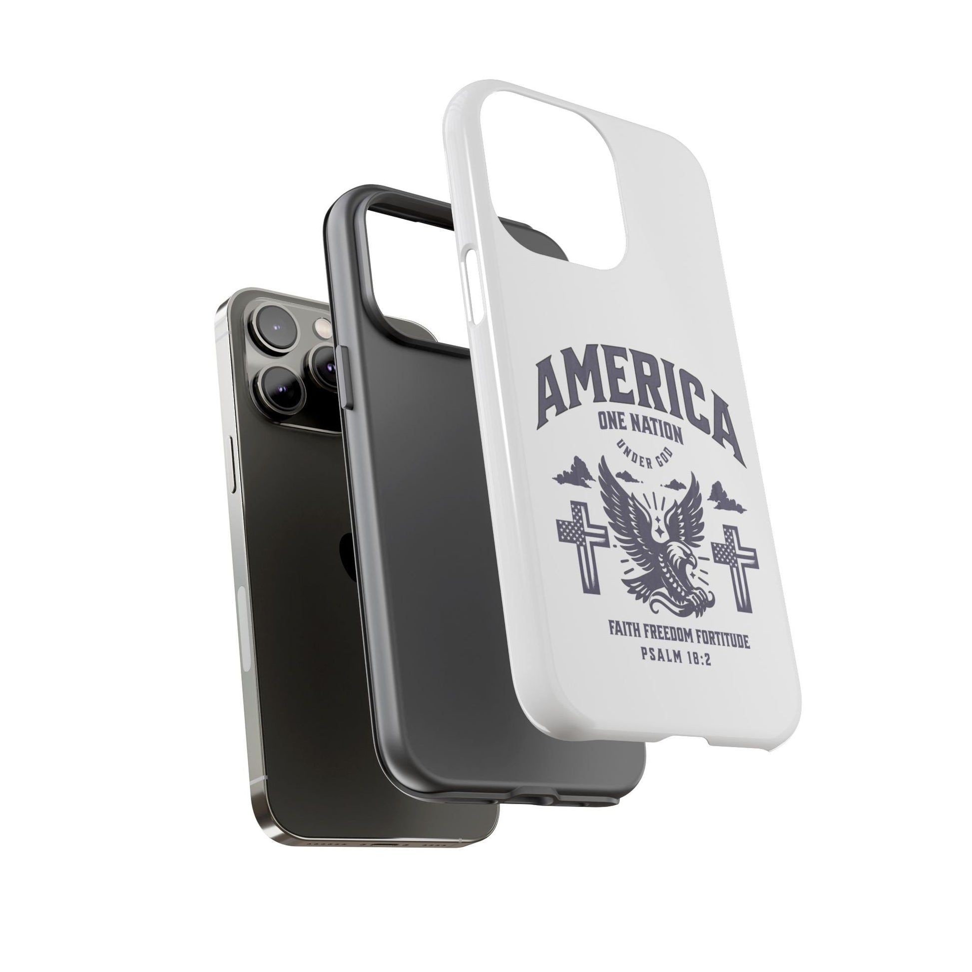 Patriotic Phone Case with Eagle Design, American Flag Cover, Independence Day Gift, Faith Freedom Fortitude, Psalm 18:2 | Phone Case – GodSpeed Threads