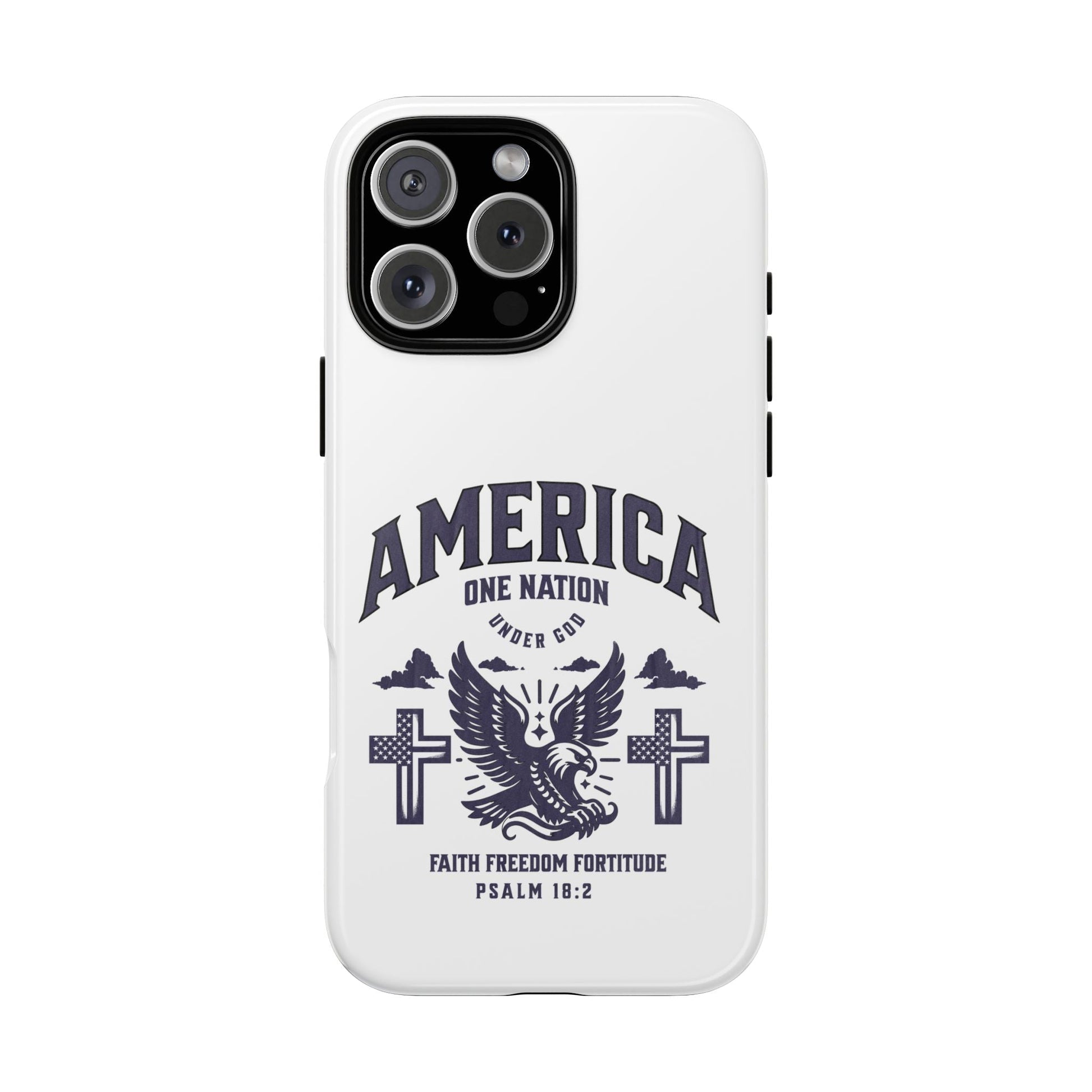 Patriotic Phone Case with Eagle Design, American Flag Cover, Independence Day Gift, Faith Freedom Fortitude, Psalm 18:2 | Phone Case – GodSpeed Threads