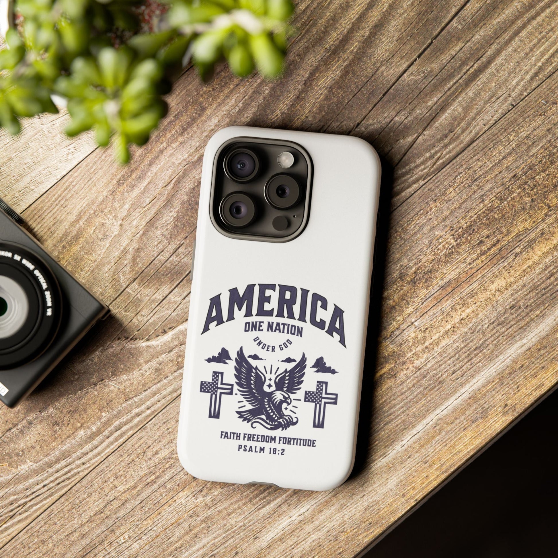Patriotic Phone Case with Eagle Design, American Flag Cover, Independence Day Gift, Faith Freedom Fortitude, Psalm 18:2 | Phone Case – GodSpeed Threads