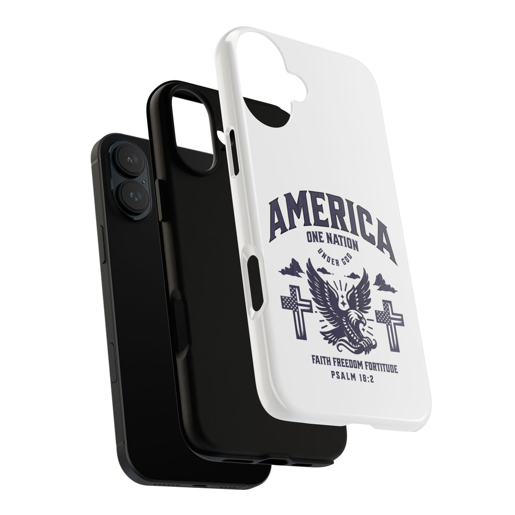Patriotic Phone Case with Eagle Design, American Flag Cover, Independence Day Gift, Faith Freedom Fortitude, Psalm 18:2 | Phone Case – GodSpeed Threads