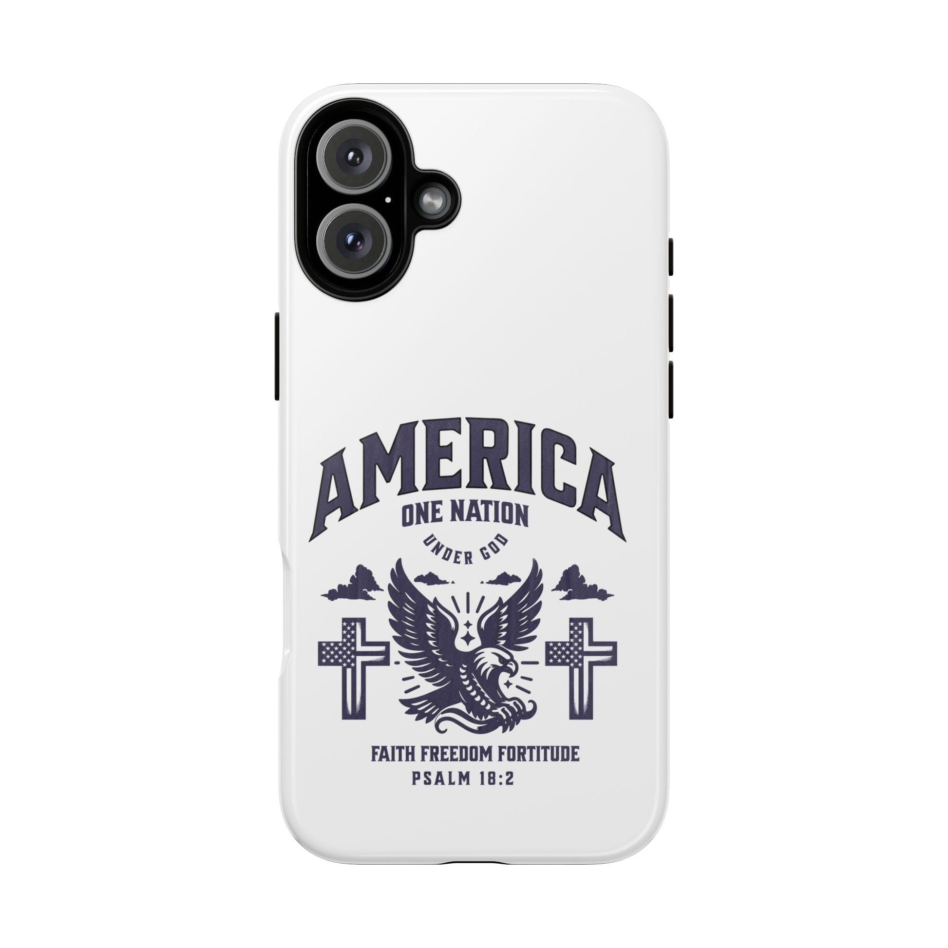 Patriotic Phone Case with Eagle Design, American Flag Cover, Independence Day Gift, Faith Freedom Fortitude, Psalm 18:2 | Phone Case – GodSpeed Threads