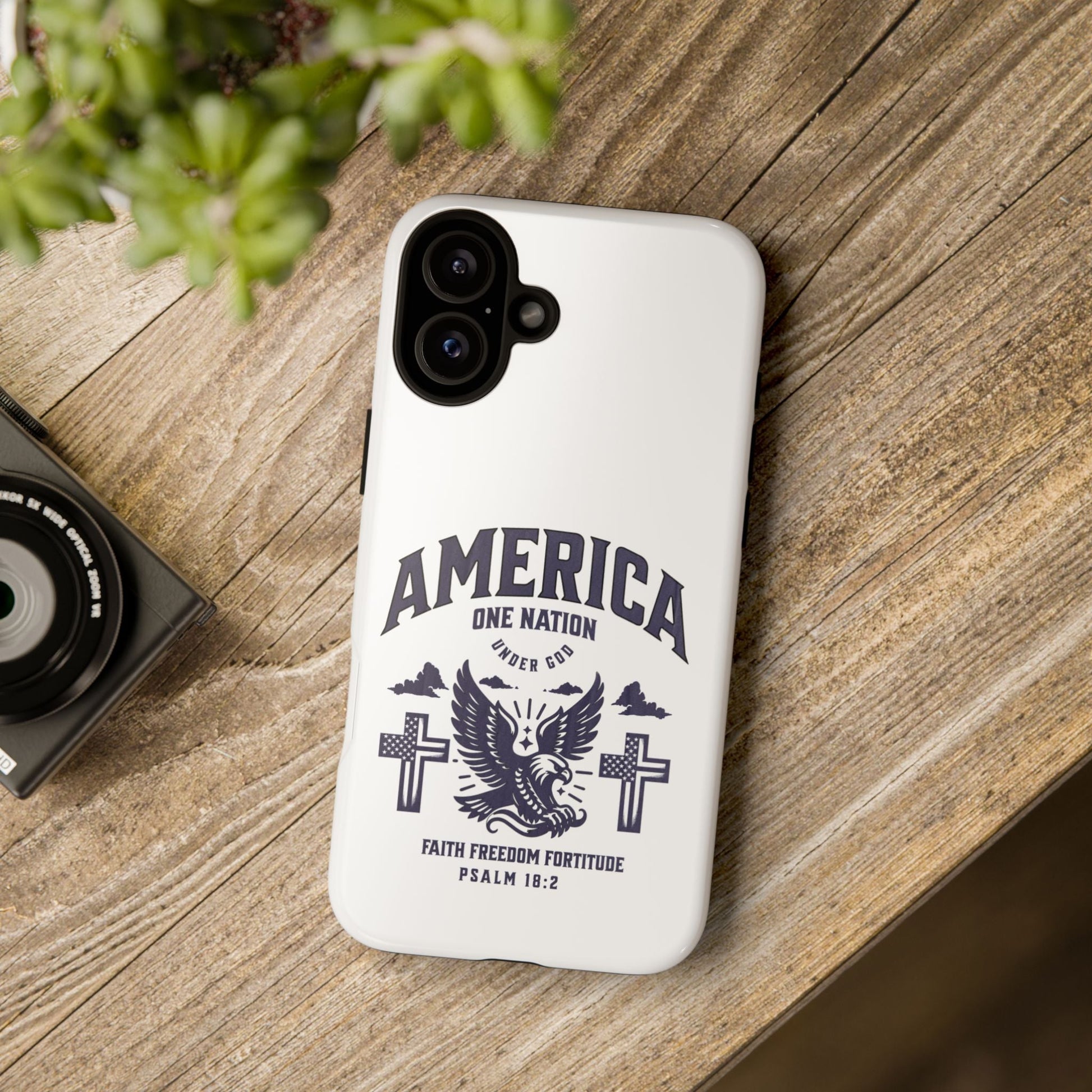 Patriotic Phone Case with Eagle Design, American Flag Cover, Independence Day Gift, Faith Freedom Fortitude, Psalm 18:2 | Phone Case – GodSpeed Threads