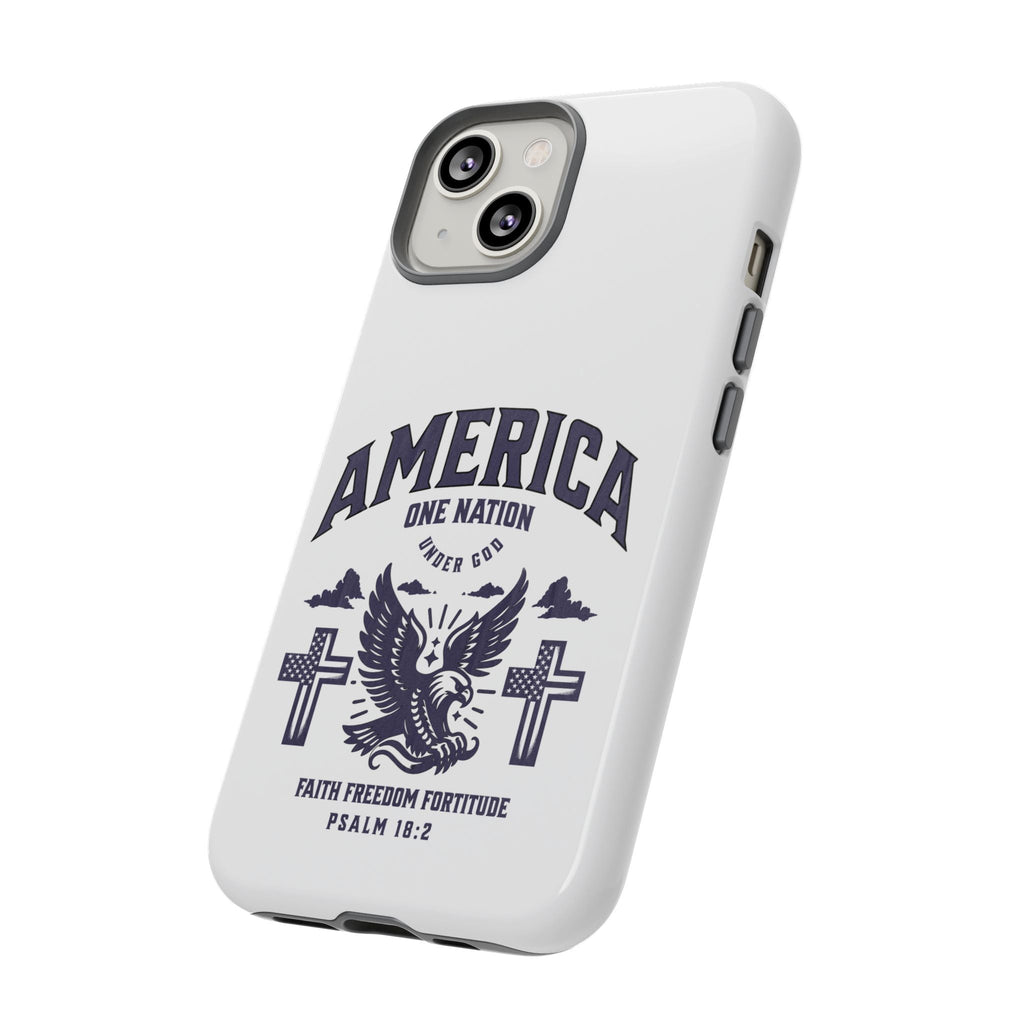 Patriotic Phone Case with Eagle Design, American Flag Cover, Independence Day Gift, Faith Freedom Fortitude, Psalm 18:2 | Phone Case – GodSpeed Threads