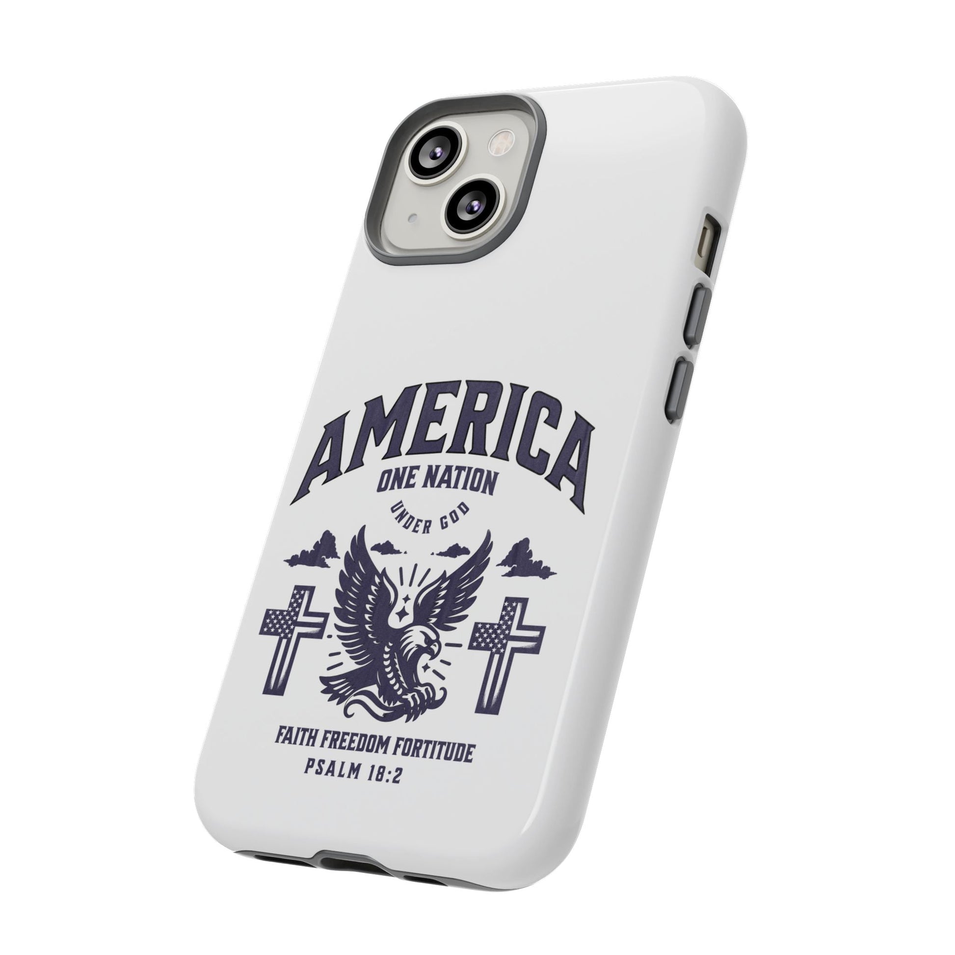 Patriotic Phone Case with Eagle Design, American Flag Cover, Independence Day Gift, Faith Freedom Fortitude, Psalm 18:2 | Phone Case – GodSpeed Threads
