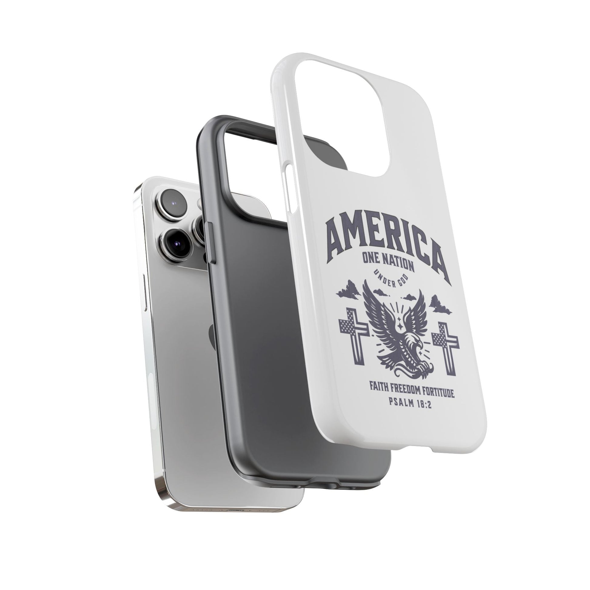 Patriotic Phone Case with Eagle Design, American Flag Cover, Independence Day Gift, Faith Freedom Fortitude, Psalm 18:2 | Phone Case – GodSpeed Threads