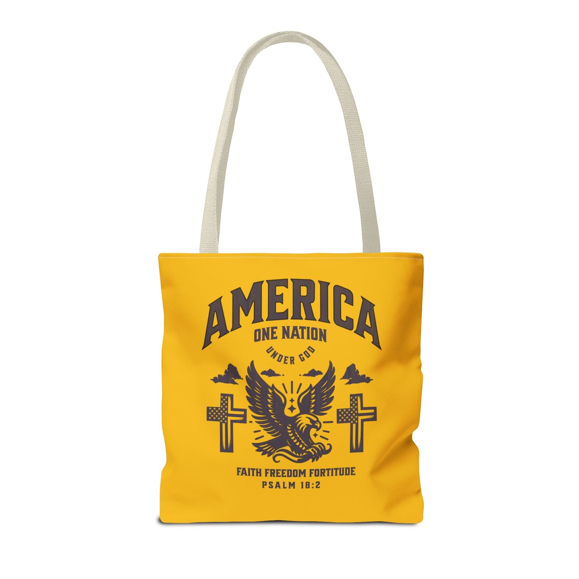 Patriotic Tote Bag - One Nation, Faith, Freedom & Fortitude - Ideal for Fourth of July, Memorial Day, & Everyday Use | Bags – GodSpeed Threads