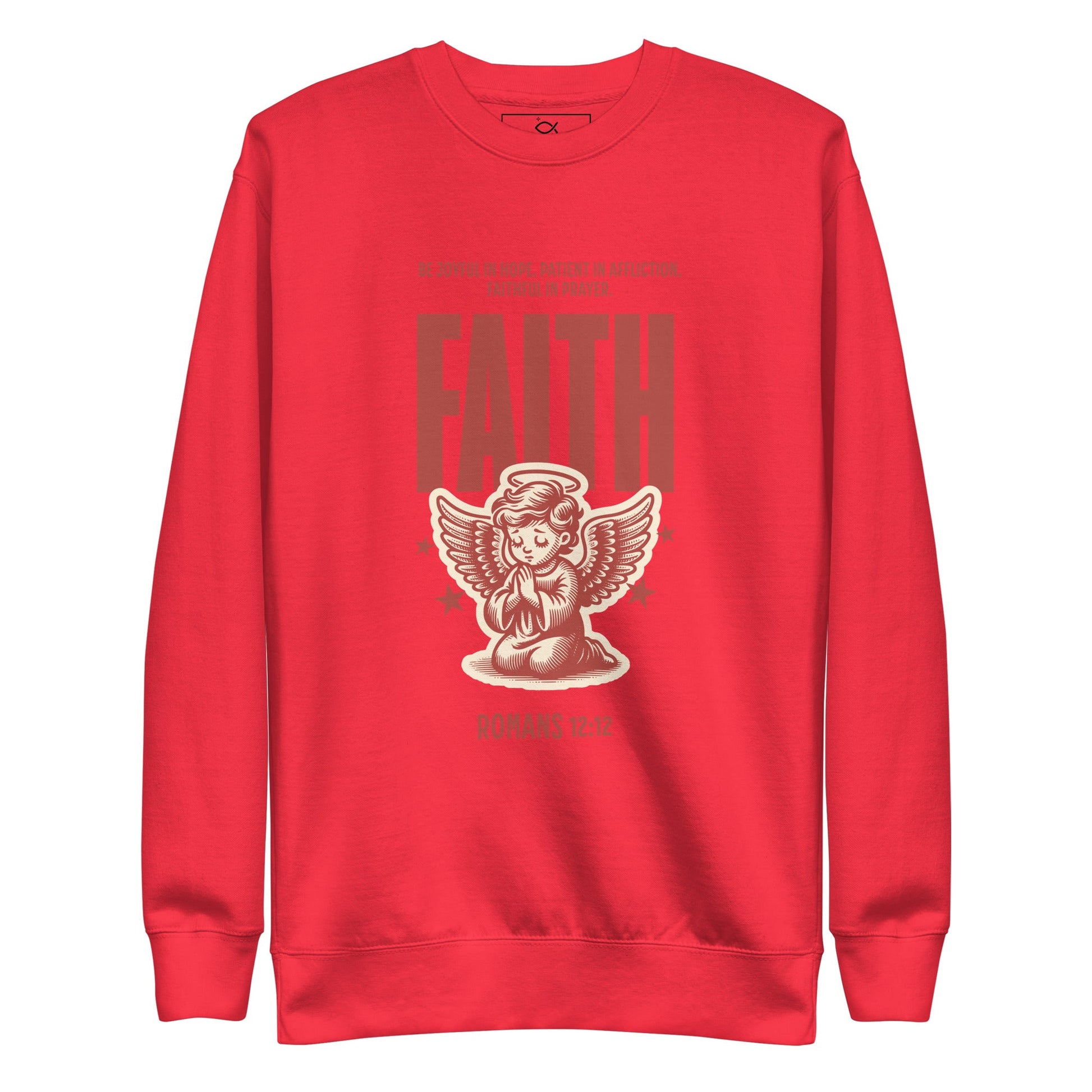 ⭐ Romans 12:12 Angel Faith Sweatshirt – Be Joyful, Patient, and Faithful | sweatshirts – GodSpeed Threads