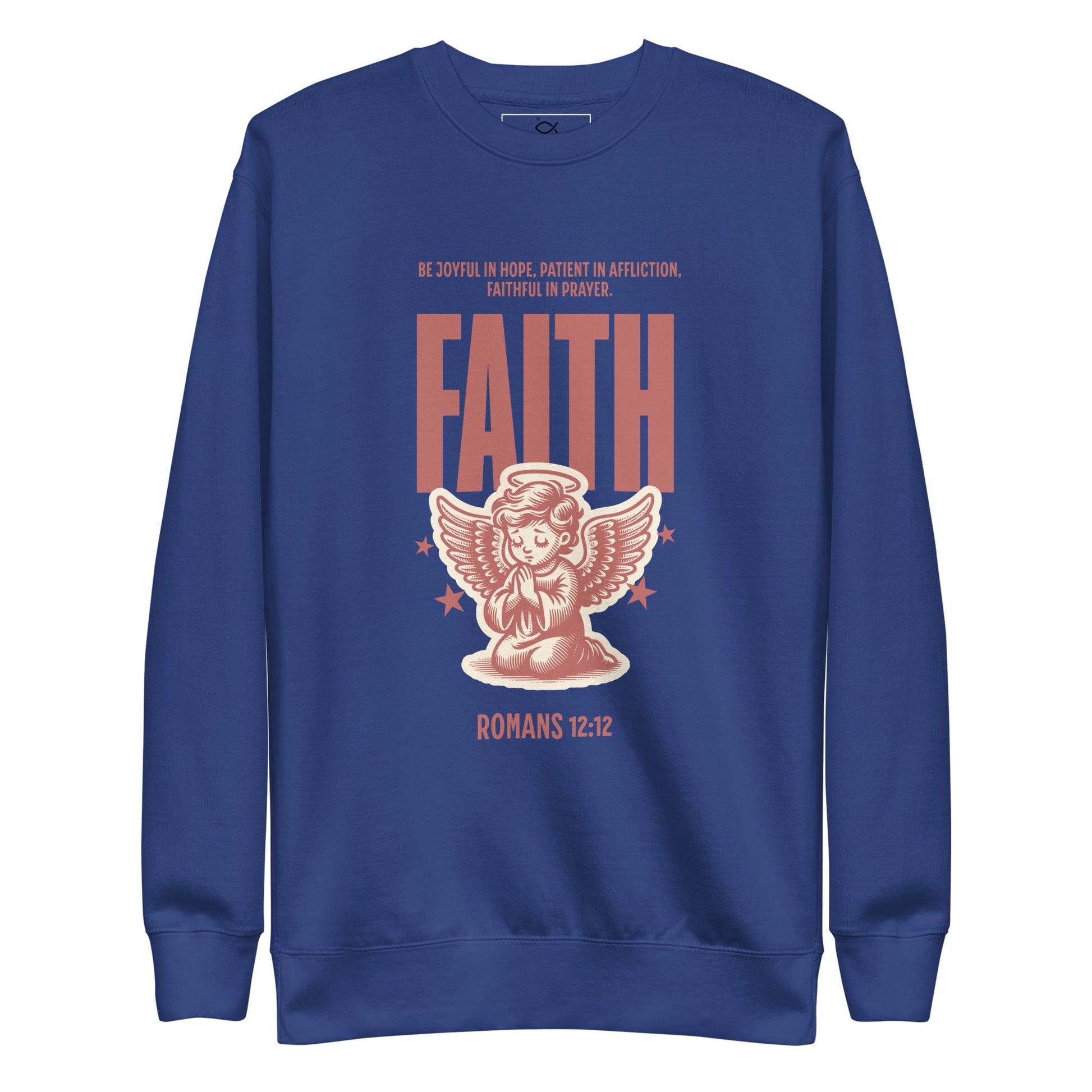 ⭐ Romans 12:12 Angel Faith Sweatshirt – Be Joyful, Patient, and Faithful | sweatshirts – GodSpeed Threads