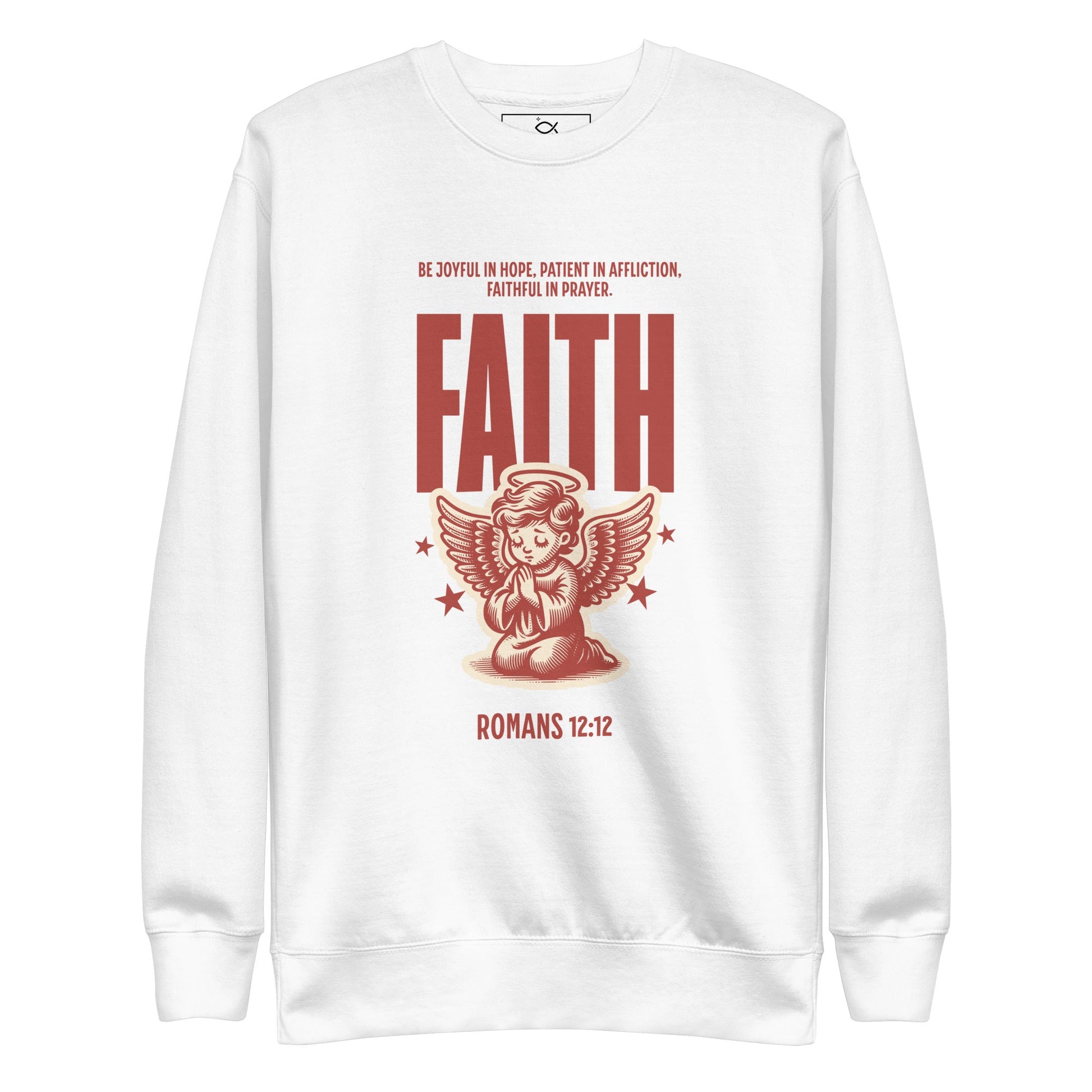 ⭐ Romans 12:12 Angel Faith Sweatshirt – Be Joyful, Patient, and Faithful | sweatshirts – GodSpeed Threads