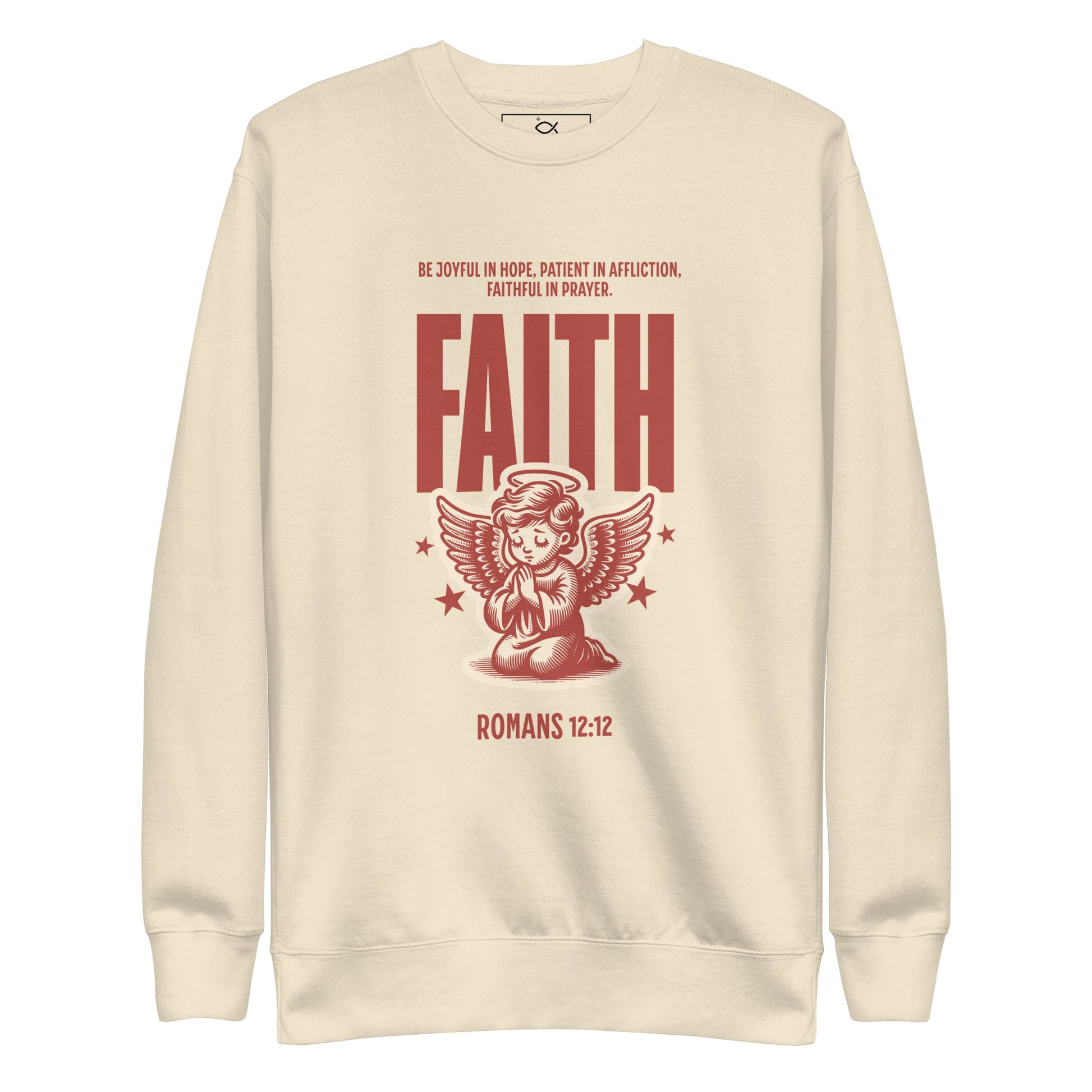 ⭐ Romans 12:12 Angel Faith Sweatshirt – Be Joyful, Patient, and Faithful | sweatshirts – GodSpeed Threads